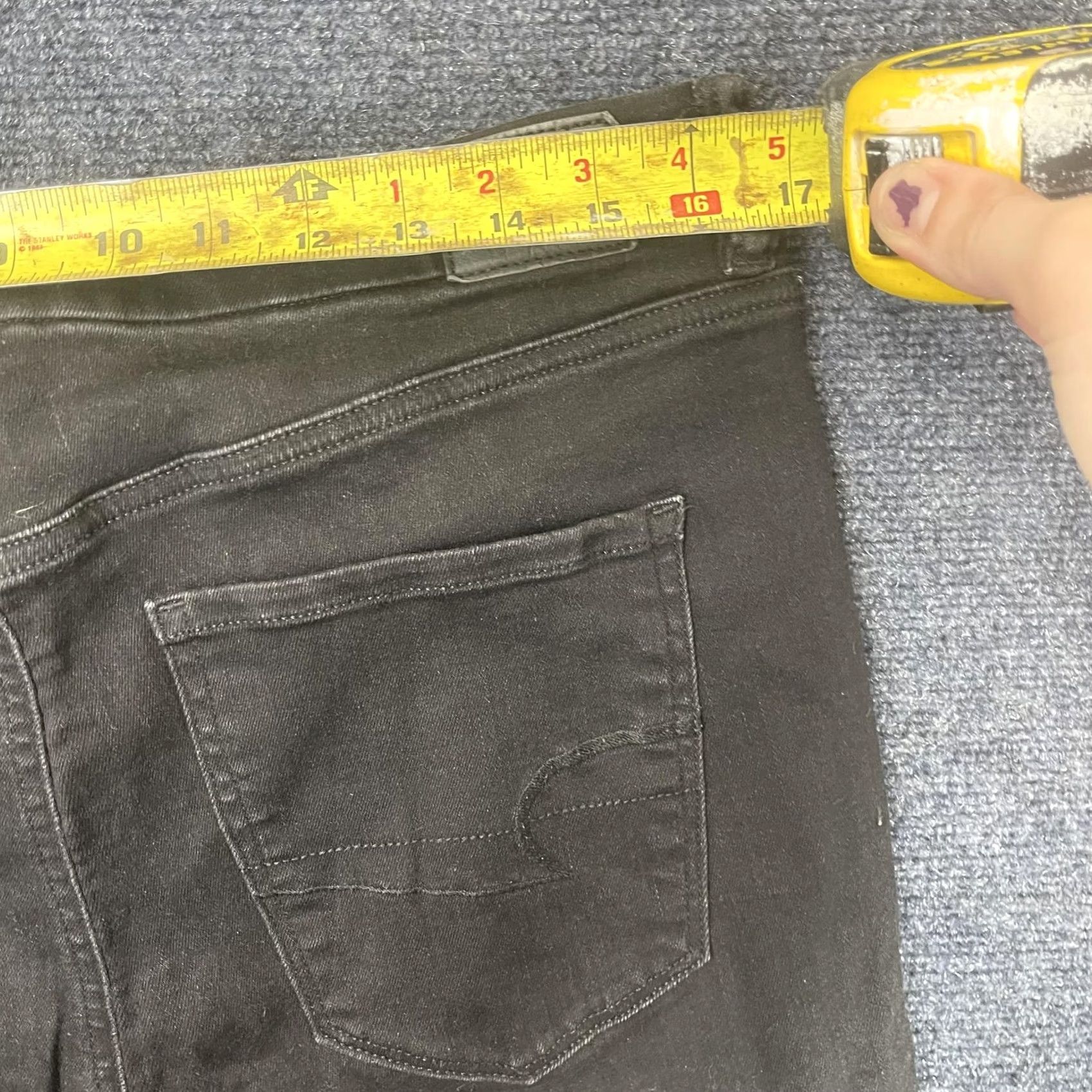 American Eagle Outfitters VINTAGE? No. American Eagle Next Level Stretch Jeans Womens 16 Short Black Skinny Distressed Size 38" / US 16 / IT 52 - 7 Thumbnail