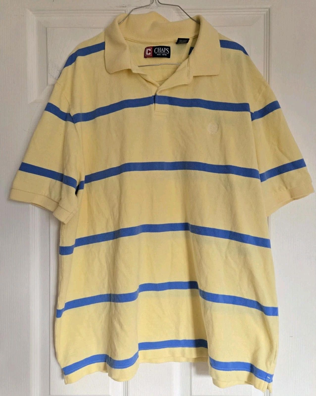 Chaps Chaps Golf Polo Shirt XXL 2X 2XL Pastel Yellow Blue Strip Size US XXL / EU 58 / 5 - 3 Thumbnail