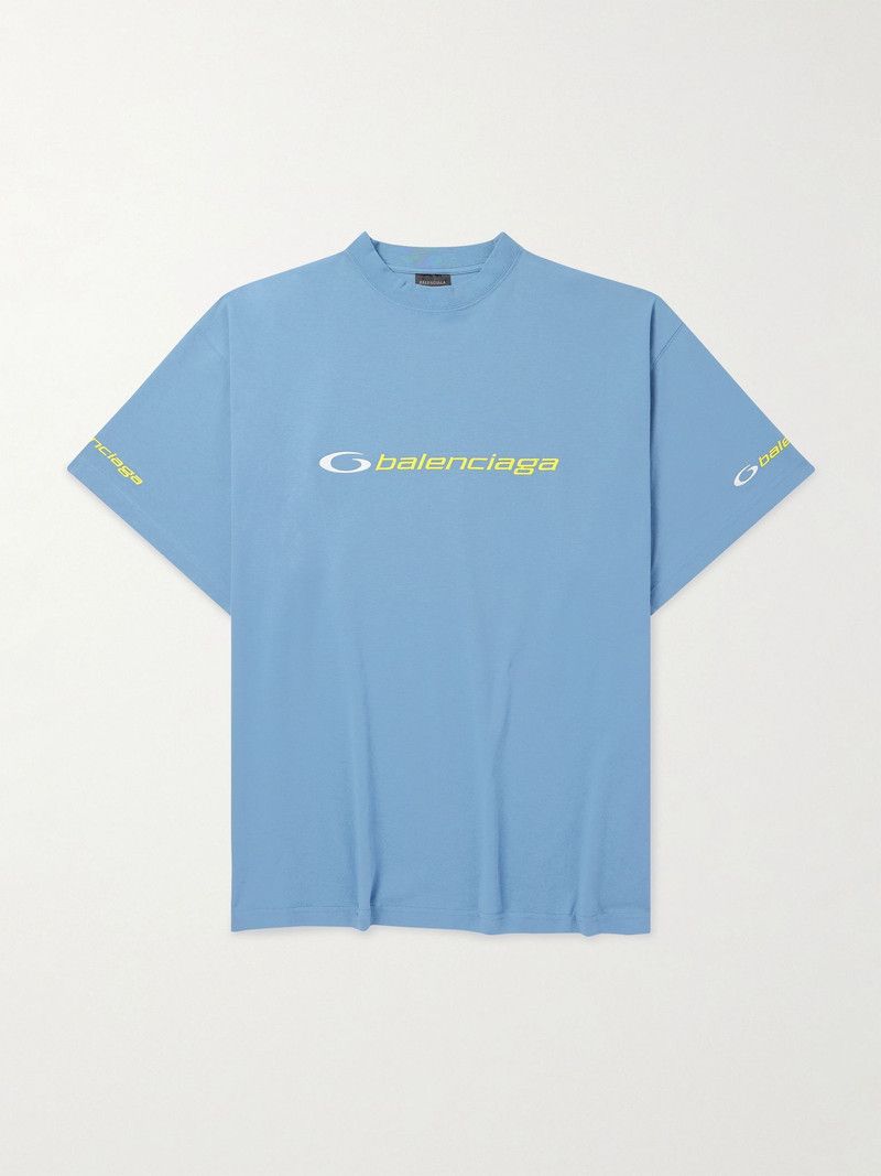 Balenciaga o1in1g0526 Tracksuit Logo Oversized T-Shirt in Blue Size US L / EU 52-54 / 3 - 1 Thumbnail
