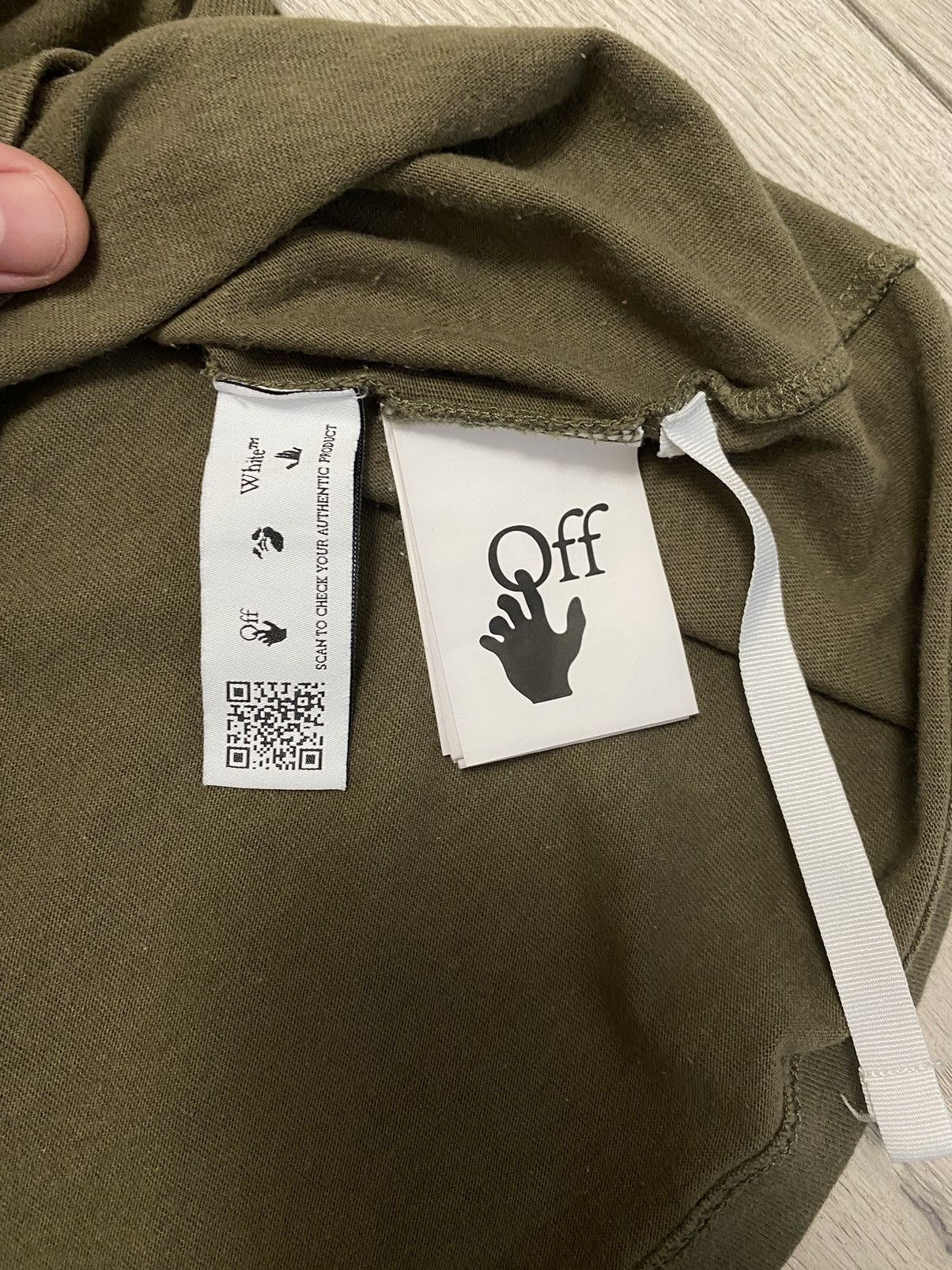 Off-White Negative rubber diagonal stripe Mark Khaki T Shirt