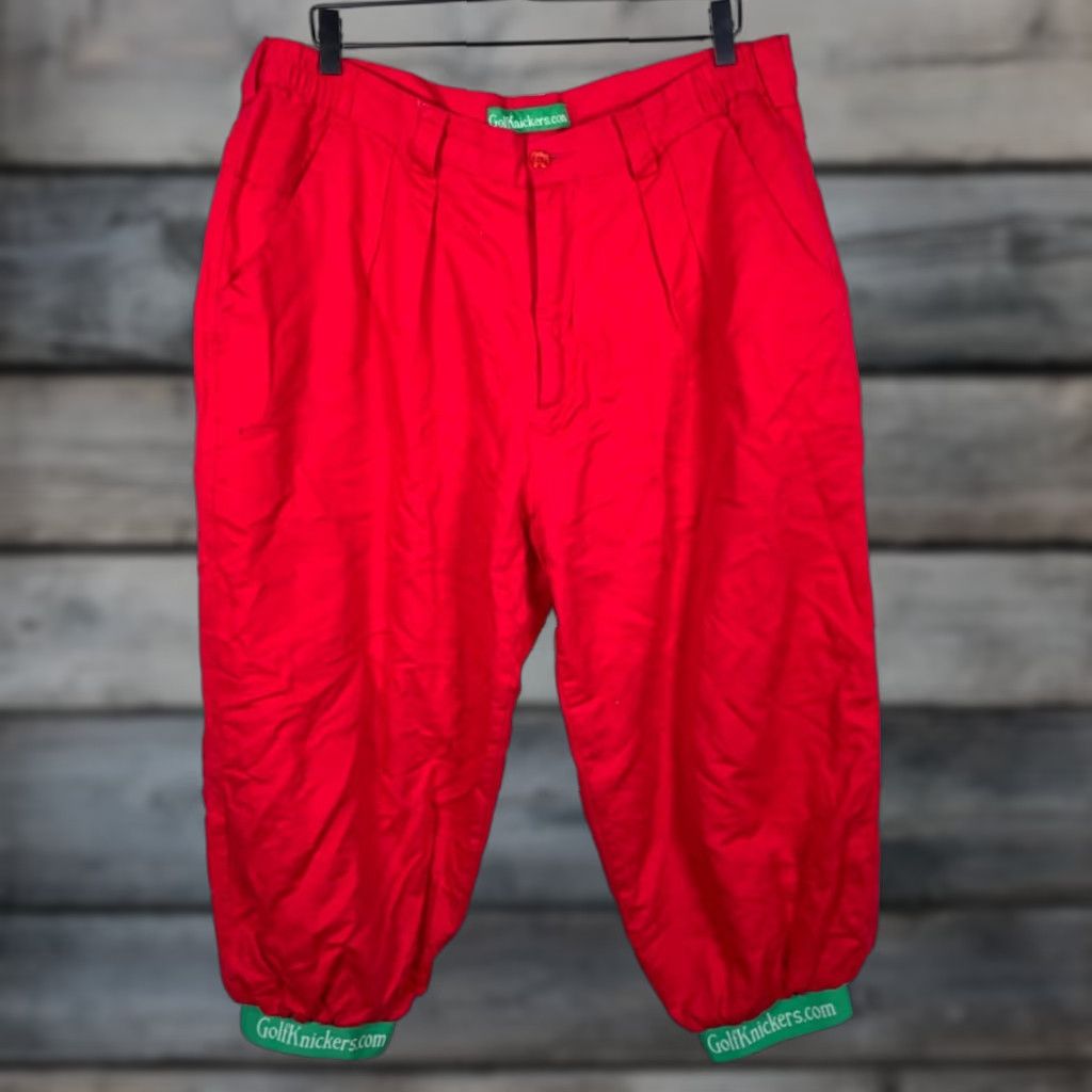 Vintage Golf Knickers Pants Mens 38 x 22 Pleated Red Green Lightweight Chino Tapered High Rise Casual Vintage No Size US 38 / EU 54 - 1 Thumbnail