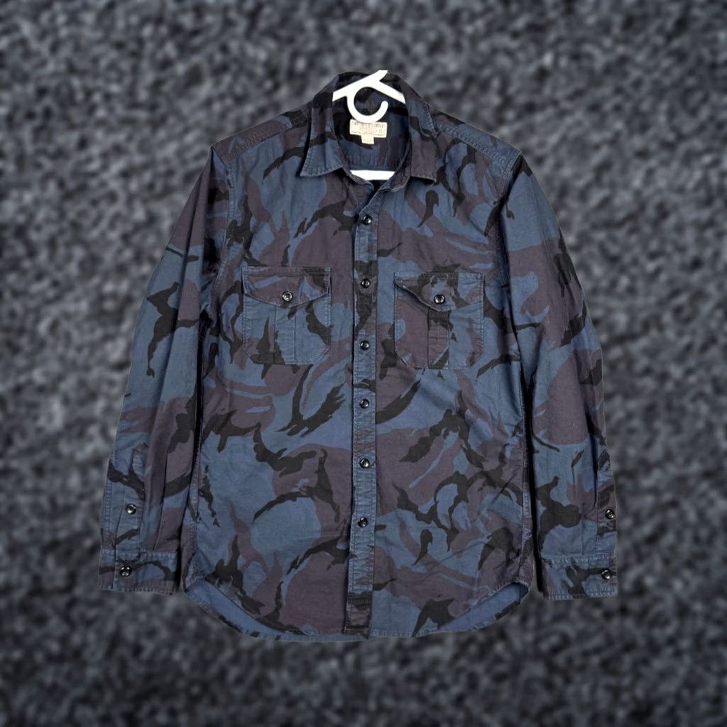 Wallace & Barnes Wallace & Barnes Shirt Men's Small Blue Camo Long Sleeve Button-Up Cotton Shirt Size US S / EU 44-46 / 1 - 1 Thumbnail