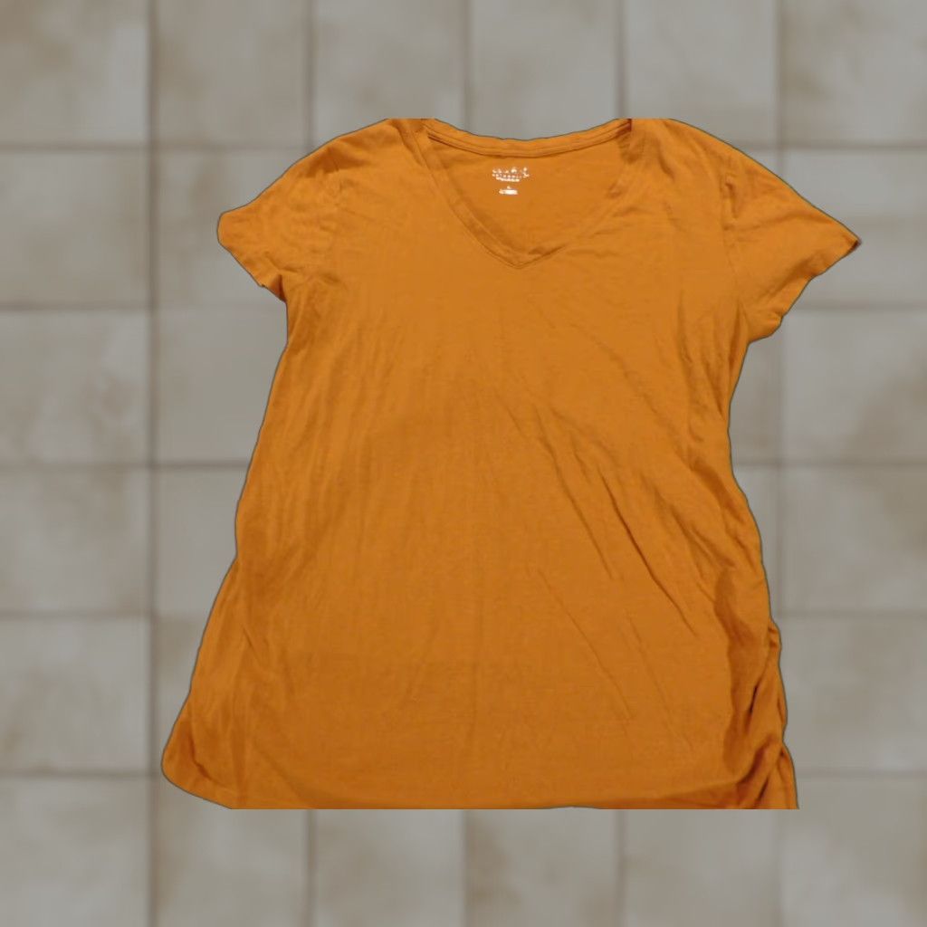 Vintage Isabel Blouse Shirt Womens L Orange Round Neck Short Sleeve Pullover Casual Polyester Sheer Button Basic Regular Modern American Size L / US 10 / IT 46 - 1 Thumbnail