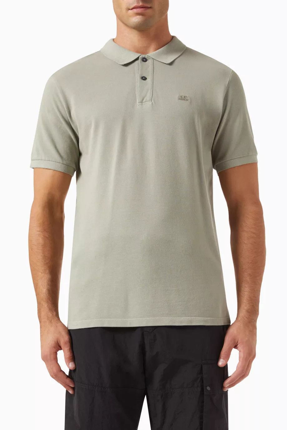 C.P. Company o1y1224 Logo Polo T-Shirt in Sage Green Size US XS / EU 42 / 0 - 1 Thumbnail