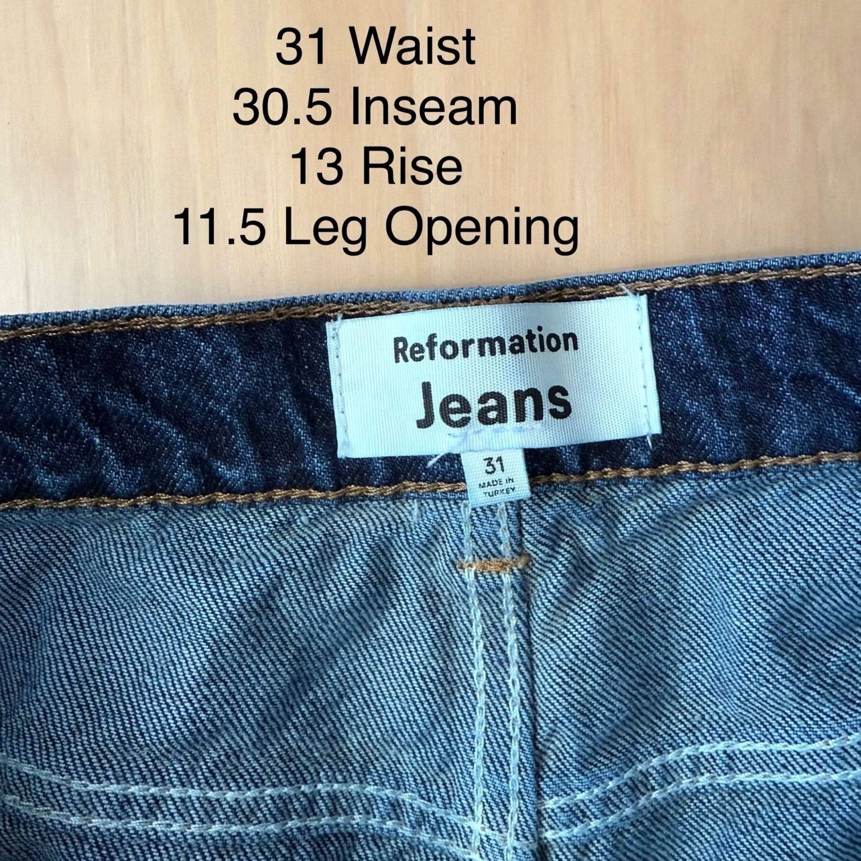Reformation Reformation Jeans Womens 31 Blue Miami Pleated Trouser Women Dark Wash Wide Leg Glam Size 24" / US 00 / IT 34 - 5 Thumbnail