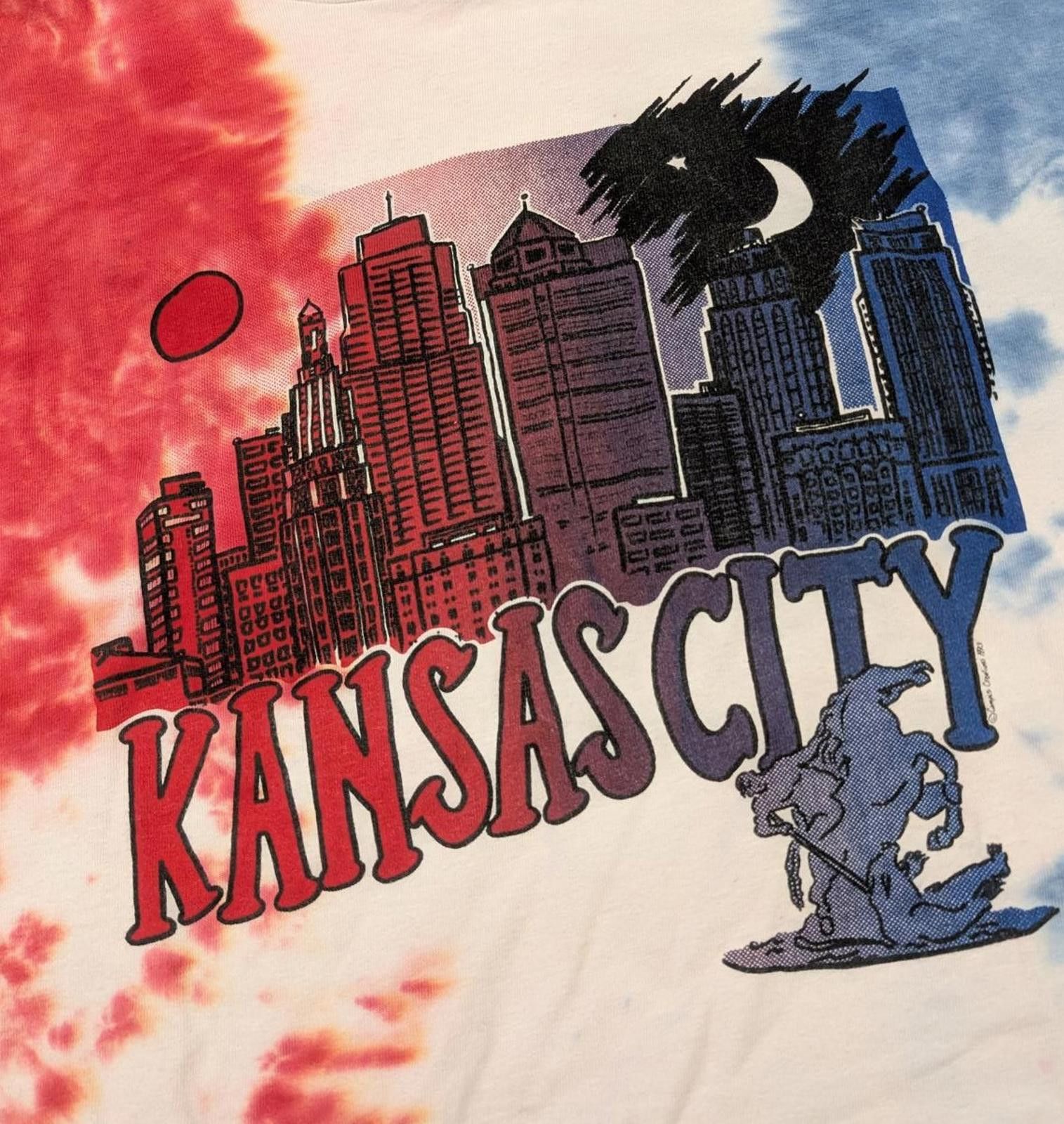 Hanes Vintage 90s Kansas City USA Tie Dye t-shirt Size US XL / EU 56 / 4 - 2 Thumbnail