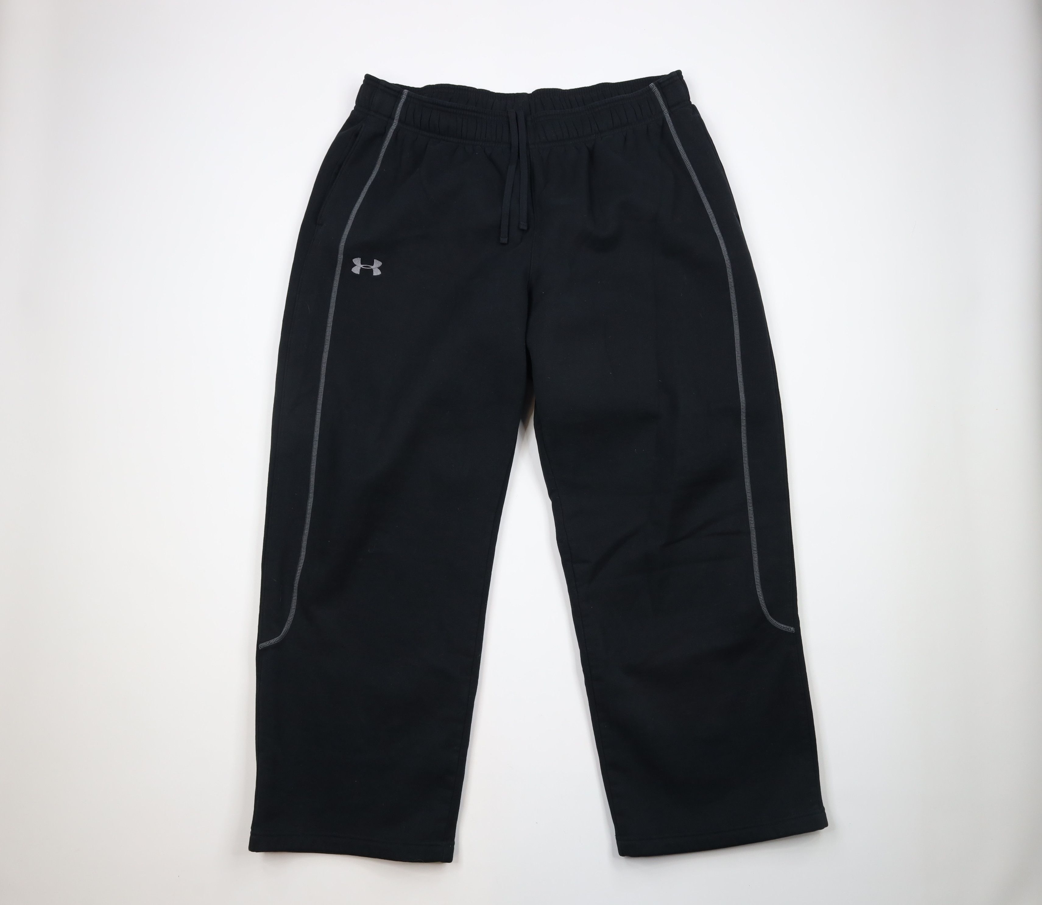 Vintage Under Armour Fleece Lined Wide Leg Sweatpants Pants Black | Grailed