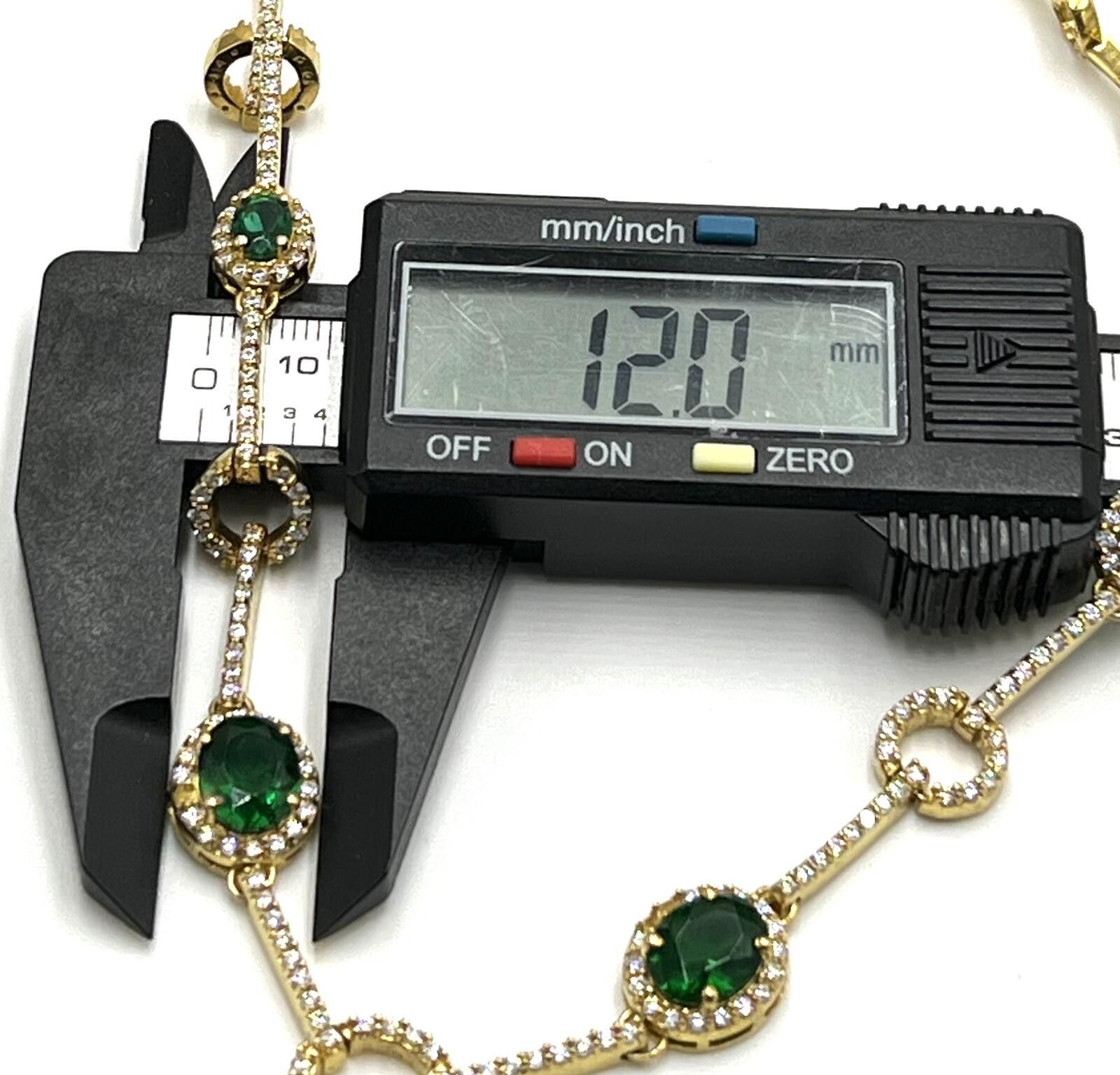 Other Gold-Over-Sterling Silver Emerald and CZ Art Deco Necklace Size ONE SIZE - 8 Thumbnail