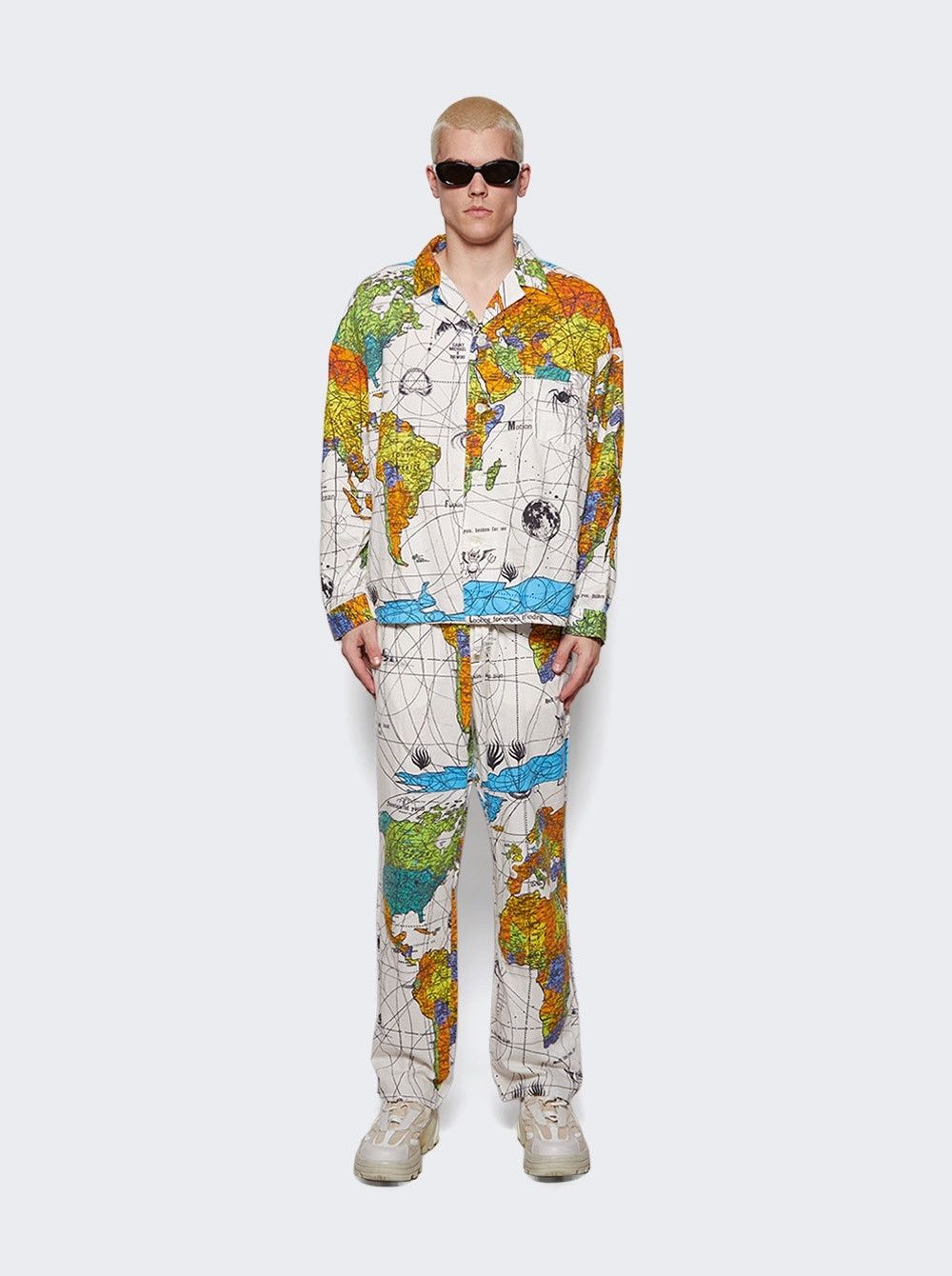 Saint Michael o1mle0326 Pajama World Map Pants in White Size US 36 / EU 52 - 3 Thumbnail