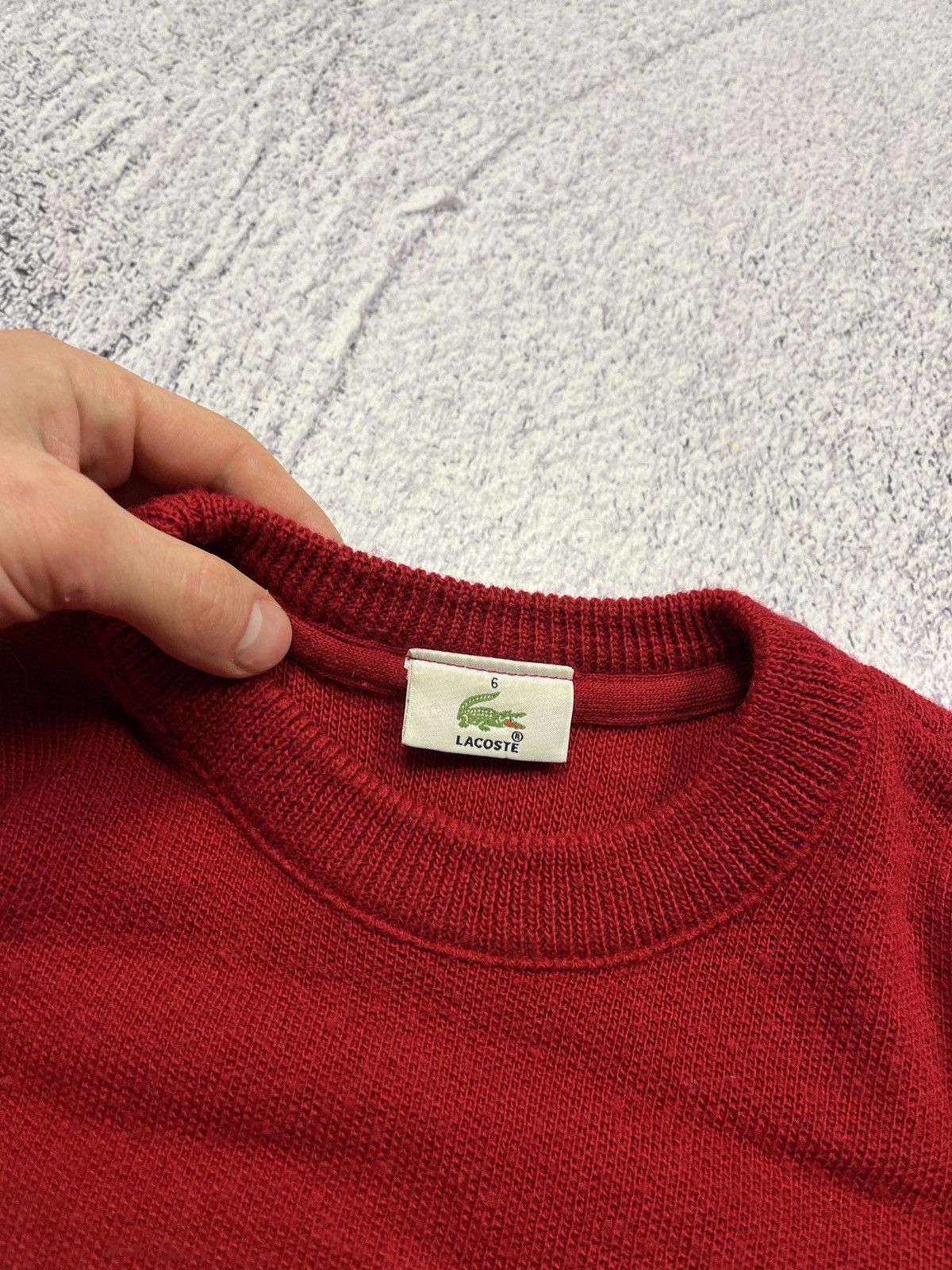 Lacoste × Vintage Vintage Lacoste Red Wool Knit Sweater Size US L / EU 52-54 / 3 - 16 Thumbnail