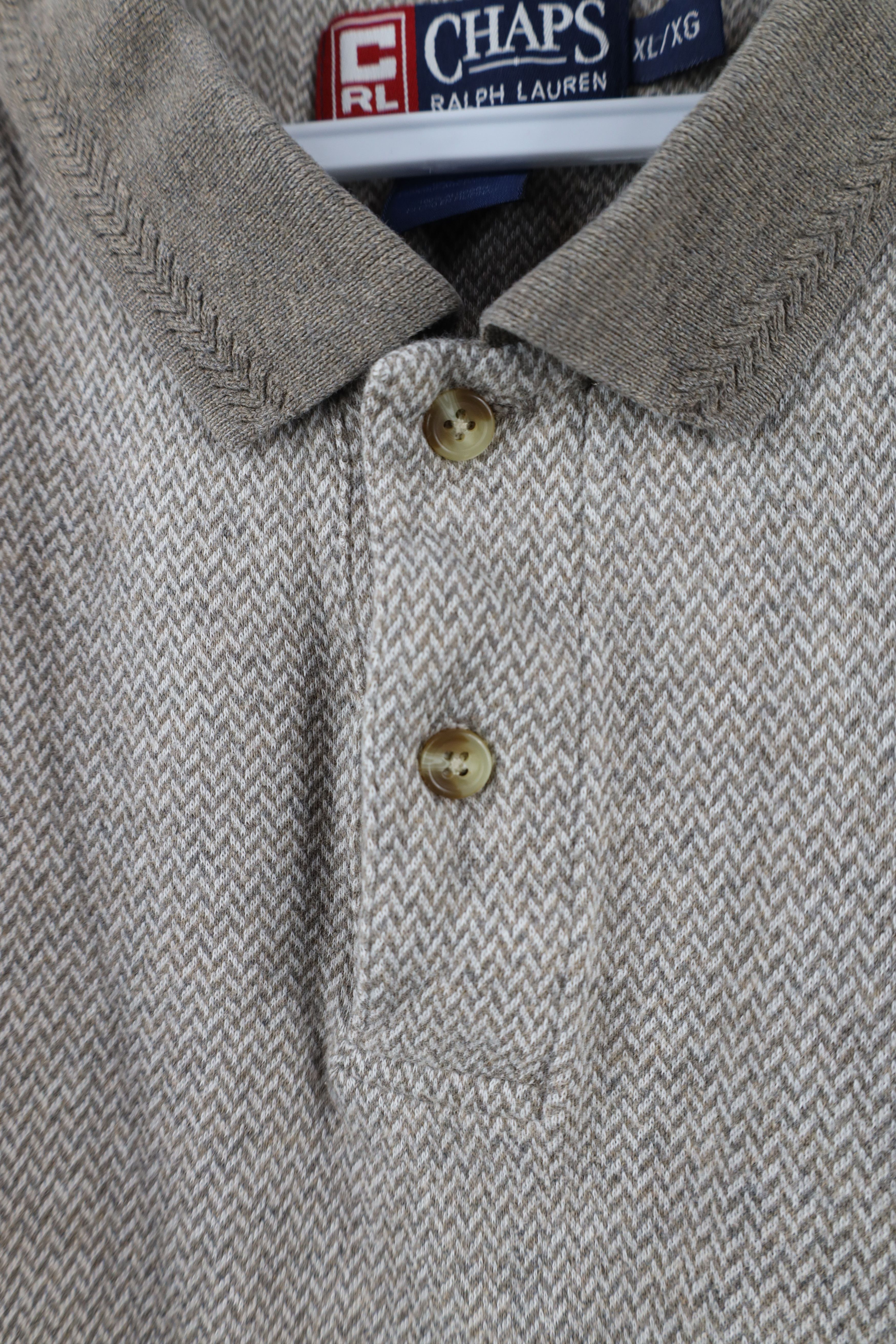 Ralph Lauren × Vintage Vintage 90s Chaps Ralph Lauren Herringbone Long Sleeve Polo Size US XL / EU 56 / 4 - 4 Thumbnail