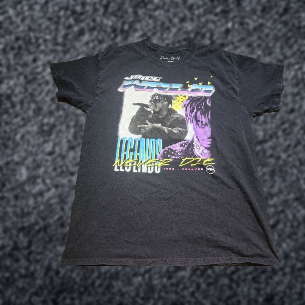 Vintage Mens L Legends Never Die Memorial Hip Hop Rap T Shirt Black Crew Neck Short Sleeve Cotton Men Size US L / EU 52-54 / 3 - 1 Thumbnail