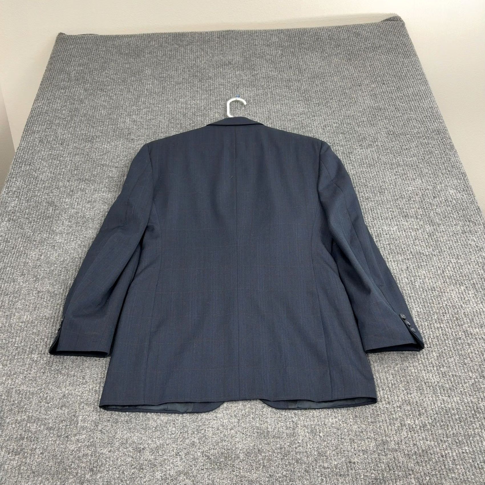 Vintage VINTAGE Botany 500 Blazer Mens Blue Windowpane Athletic Fit Two Button Blazer Wool 42 Regular Medium? Size 42R - 6 Thumbnail