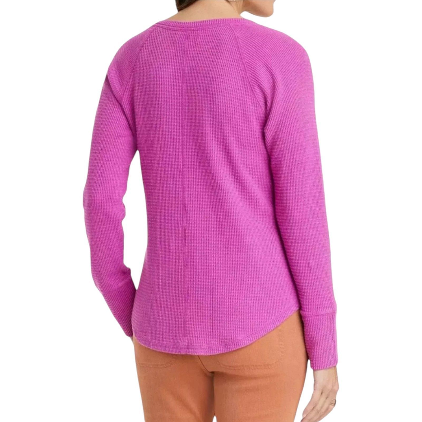 Other Knox Rose - Women's Long Sleeve Notch Neck Thermal Top - Pur Size M / US 6-8 / IT 42-44 - 2 Thumbnail