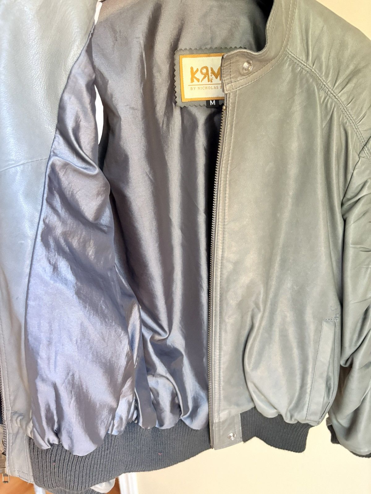 Other Vintage KRMA by Nicholas Bowes Bomber Leather Jacket Size M / US 6-8 / IT 42-44 - 11 Thumbnail