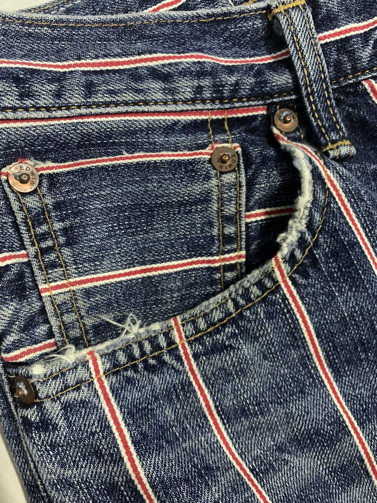 Edwin Vintage Edwin 13Oz Grand Blue Full Selvedge Loose Fit Jeans Size US 31 - 7 Thumbnail