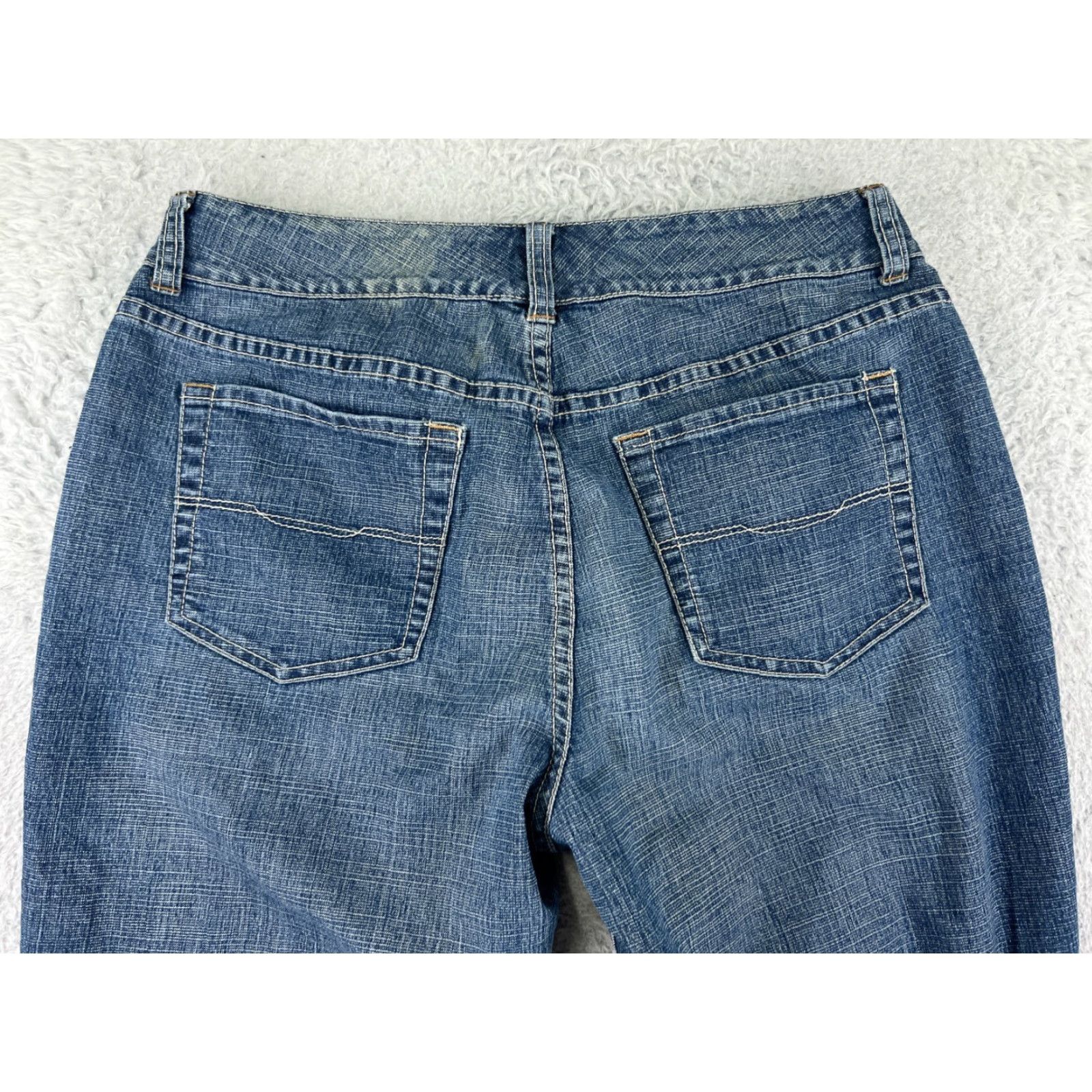 Vintage Spiegel Jeans Womens 4 Blue Denim Bootcut Mid Rise Cotton Blend Stretch Whiskers Cowboy Southwestern American Designer Mens Women Girls Size 27" / US 4 / IT 40 - 4 Thumbnail