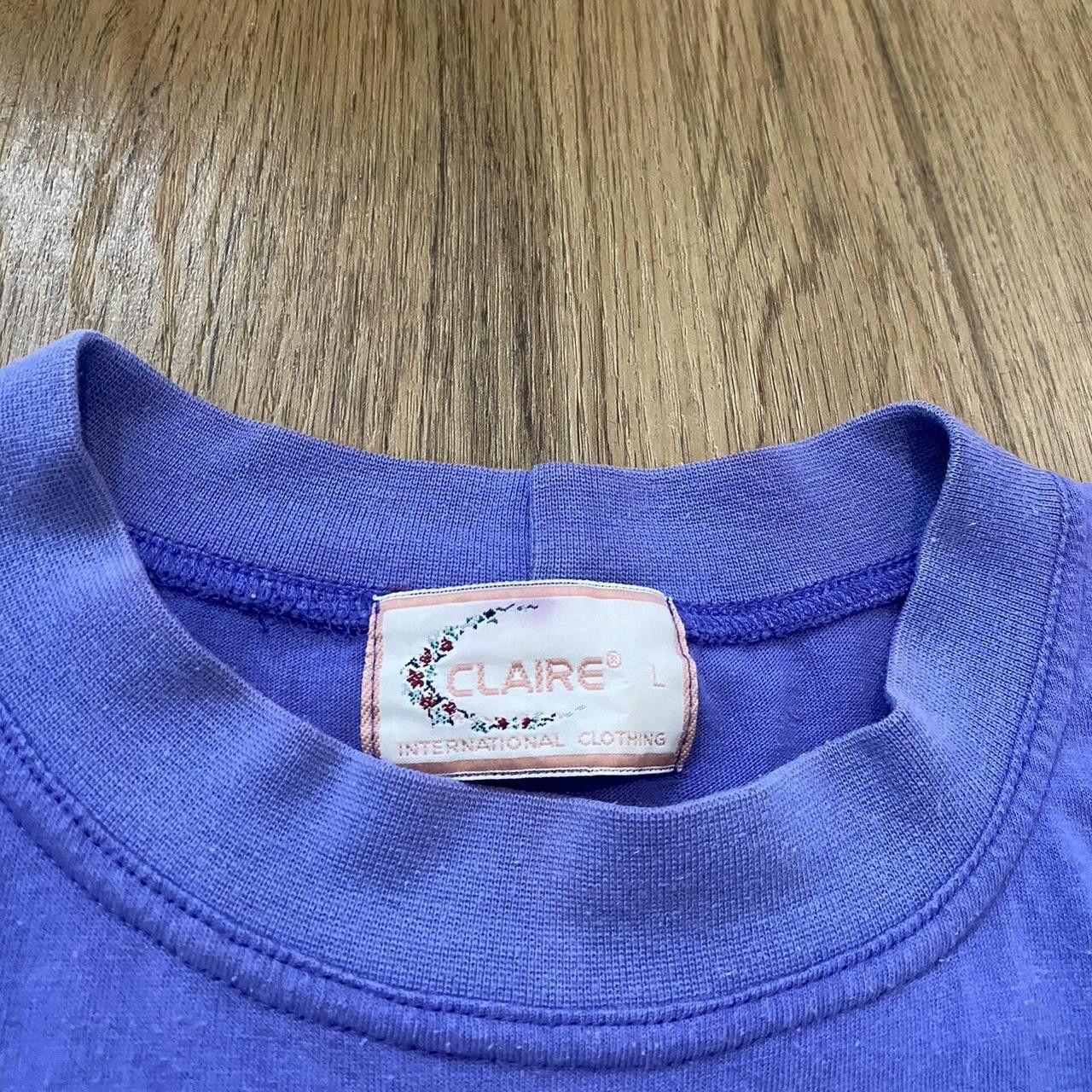Other 90s Vintage Boxy purple Chez Claire T-shirt Size US L / EU 52-54 / 3 - 3 Thumbnail