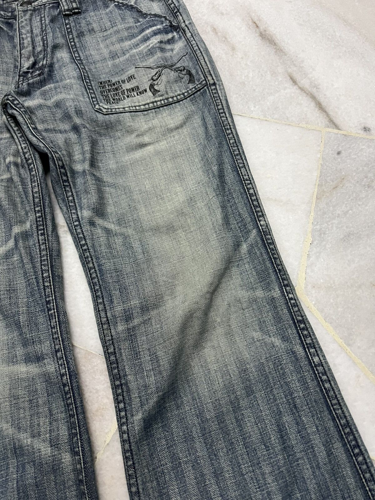 If Six Was Nine 💥Flare💥Roar Love & Peace Stripe Jeans Size US 29 - 6 Thumbnail