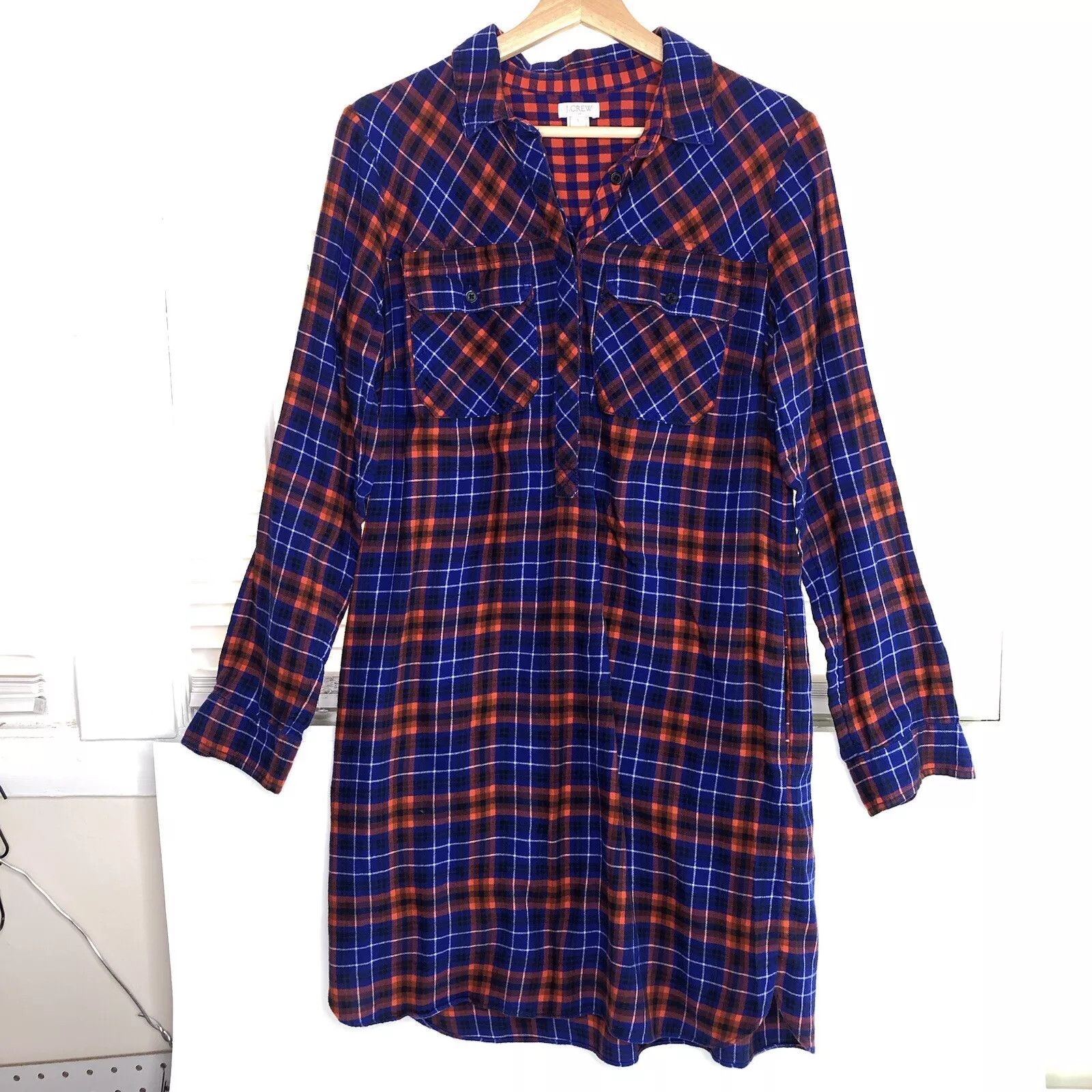 J.Crew J Crew Shirt Dress Tartan Plaid Flannel Shirtdress Sz S Long Size S / US 4 / IT 40 - 2 Thumbnail