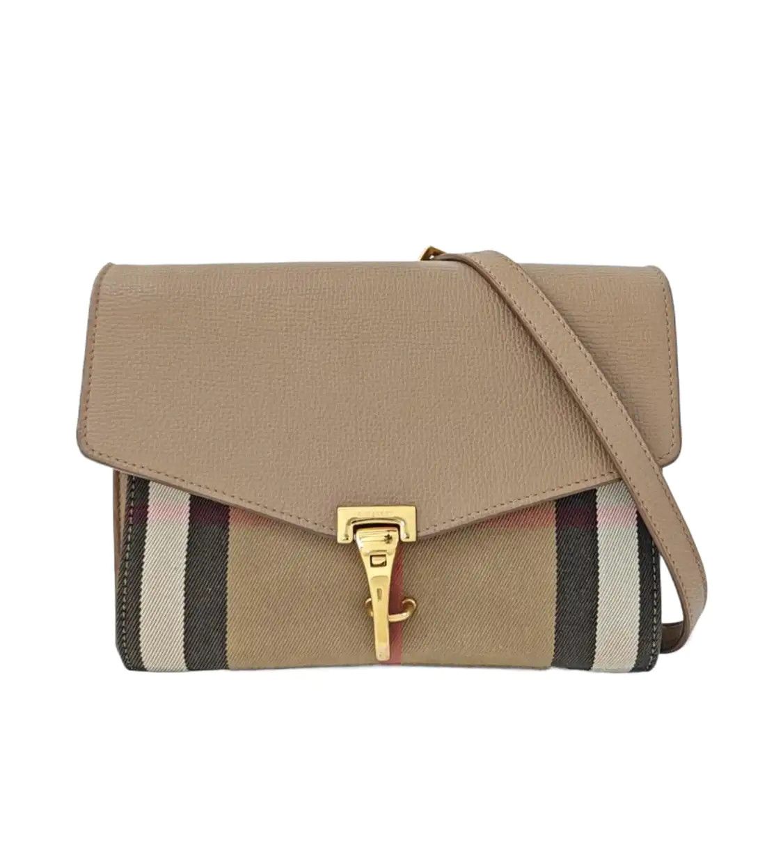 Burberry BURBERRY Macken khaki cowhide leather crossbody bag gold hardware detachable str Size ONE SIZE - 1 Thumbnail