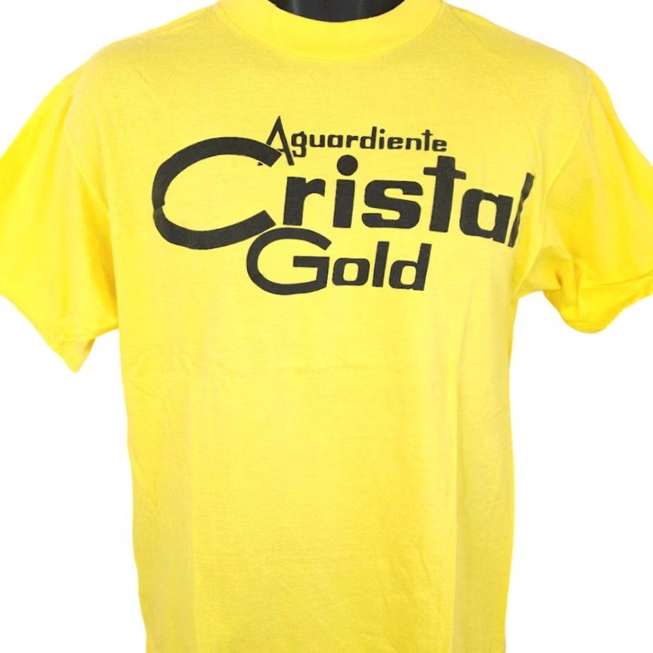 Vintage VINTAGE Cristal Gold T Shirt Mens Size S Yellow 80s Aguardiente Anise Q Tees Shirt Mens Short Sleeve Crew Neck Cotton Solid 80s Theme Mens Size US S / EU 44-46 / 1 - 2 Thumbnail