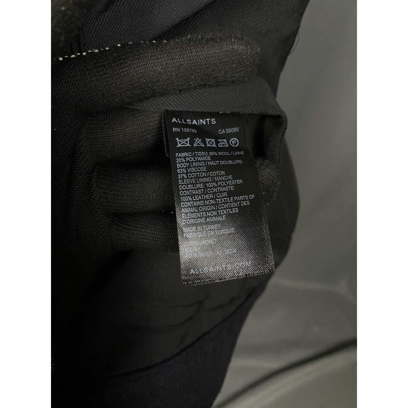 Allsaints MINT! AllSaints Dixon Men's Black Wool Leather Jacket Size M Size US M / EU 48-50 / 2 - 10 Thumbnail