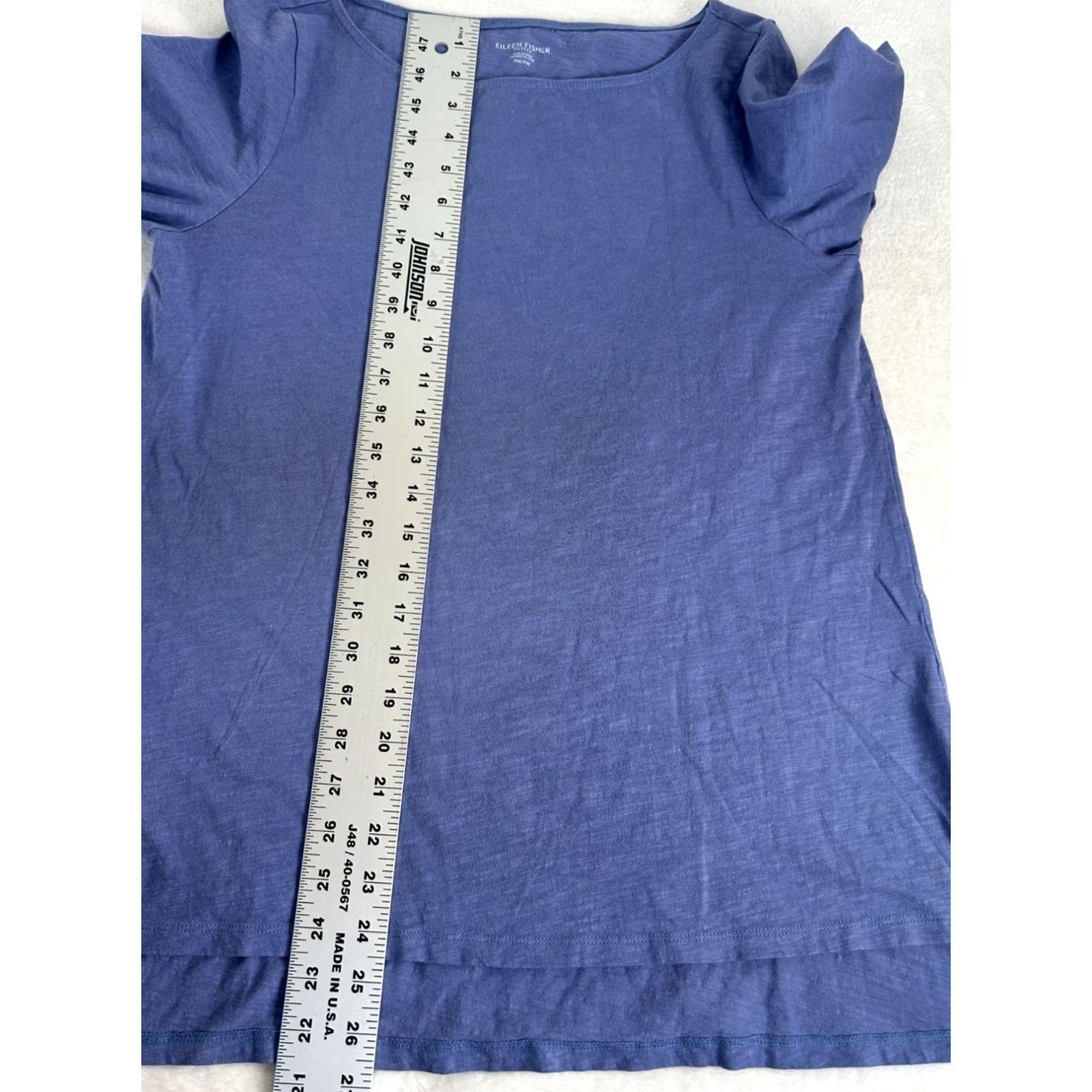 Eileen Fisher Eileen Fisher Womens Petite Medium Boat Neck Long Sleeve Blue High-Low Tunic Top Size M / US 6-8 / IT 42-44 - 6 Thumbnail