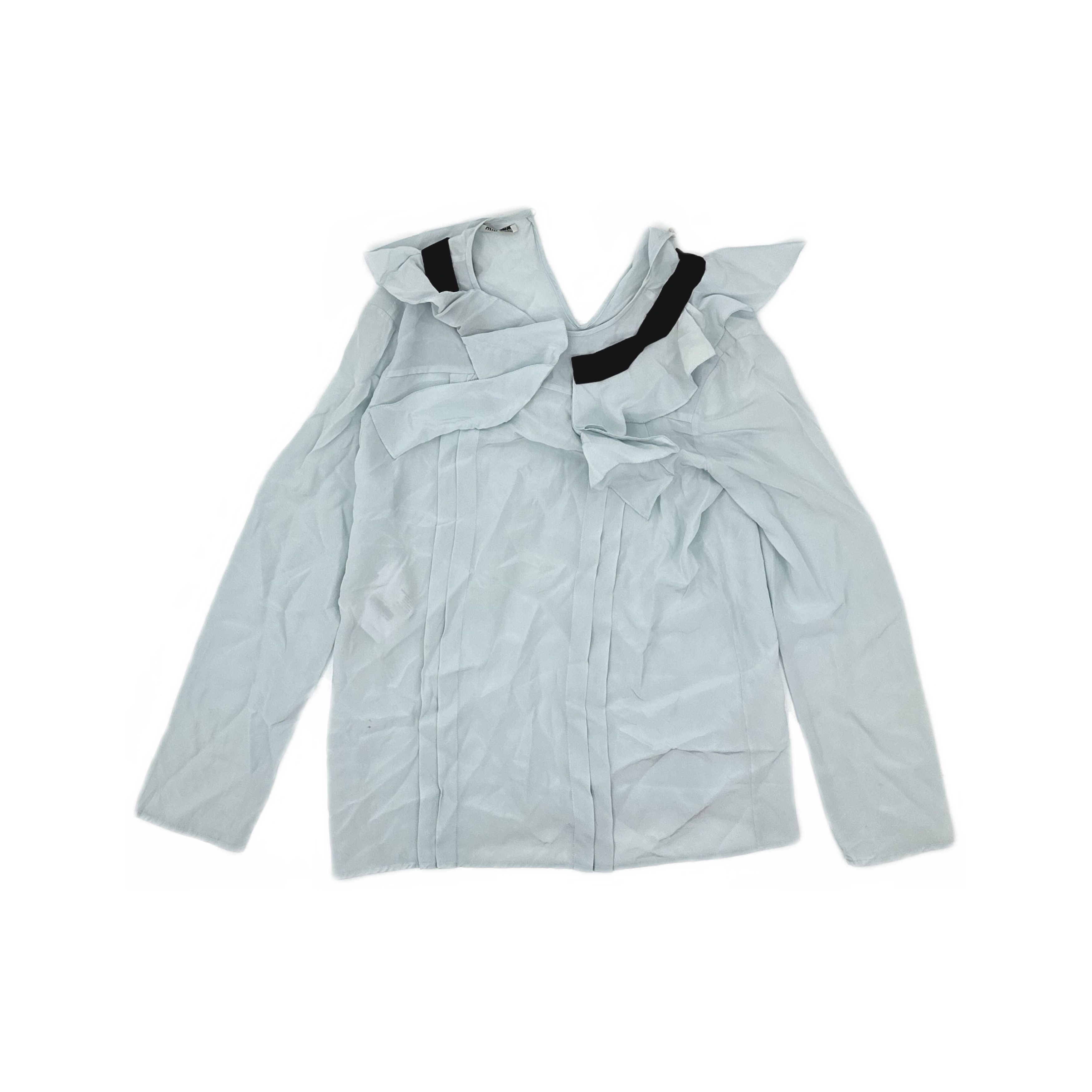 Miu Miu Miu Miu Blue Ruffle Trim Blouse Size 38 Size XS / US 0-2 / IT 36-38 - 1 Thumbnail