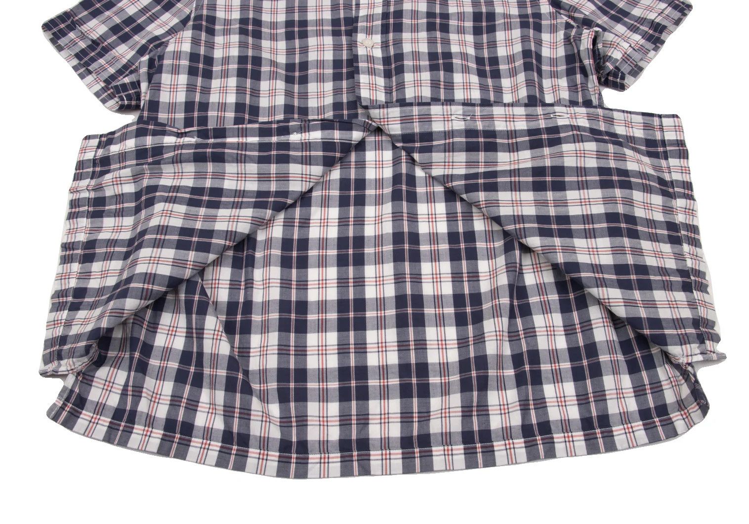 Junya Watanabe Short-Sleeve Check Shirt in Navy and White, Size XS Size US XS / EU 42 / 0 - 9 Thumbnail