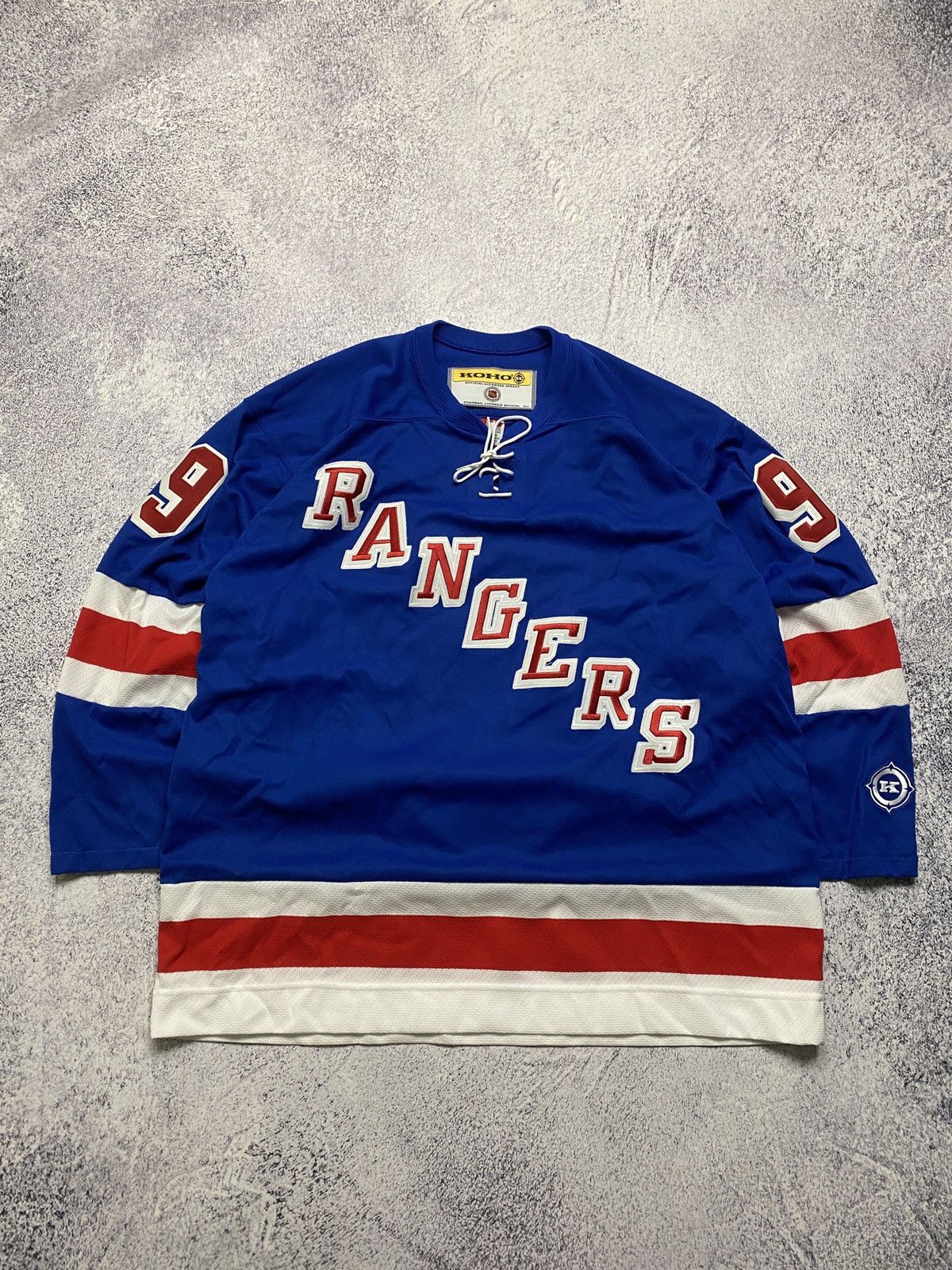 image of Ccm x Nhl Vintage Koho New York Rangers Bure 9 Nhl Jersey 90’S in Blue/Red/White, Men's (Size XL)