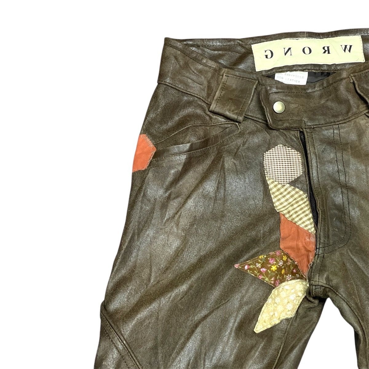 If Six Was Nine Vintage Wrong Seditionaries Patches Cowhide Leather Pants Size US 29 - 9 Thumbnail