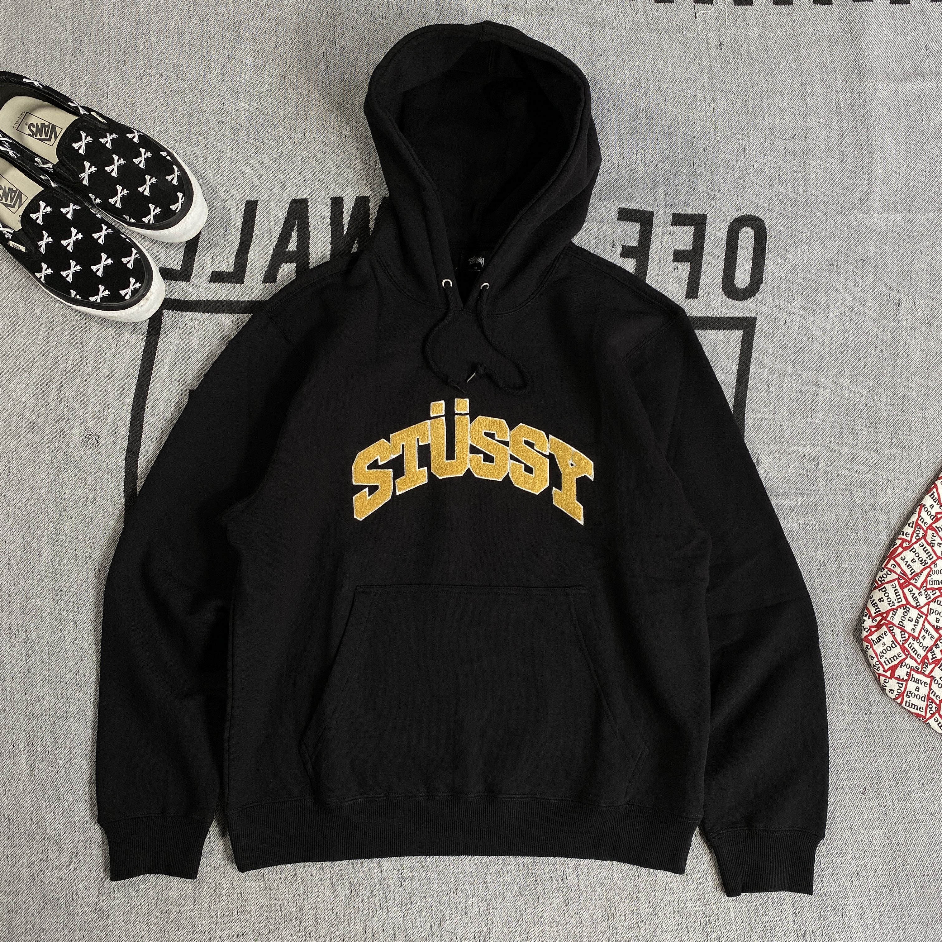 image of Stussy Arch Logo Hoodie Medium Black, Men's