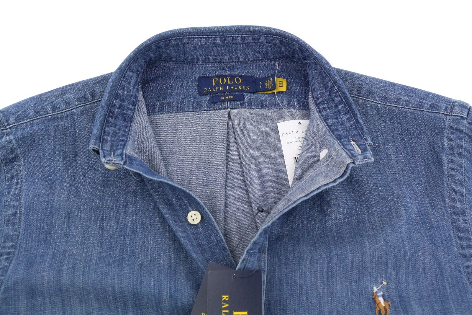 Ralph Lauren CORE REPLEN S Blue Denim Button Down Slim Shirt 86994 Size US S / EU 44-46 / 1 - 5 Thumbnail