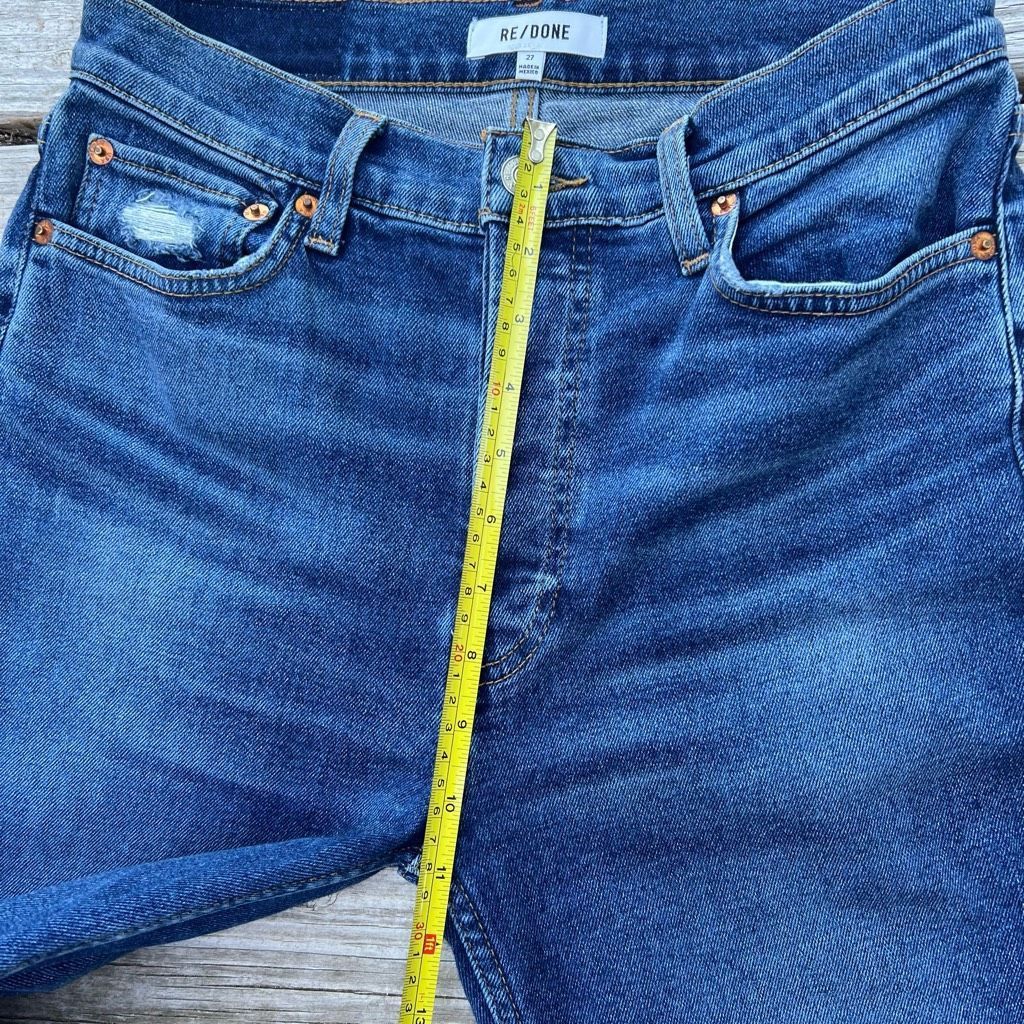 RE/DONE RE/DONE High-Rise 70S Stove Pipe Ankle Jeans Button Fly Worn True Indigo, 27 Size 27" / US 4 / IT 40 - 4 Thumbnail