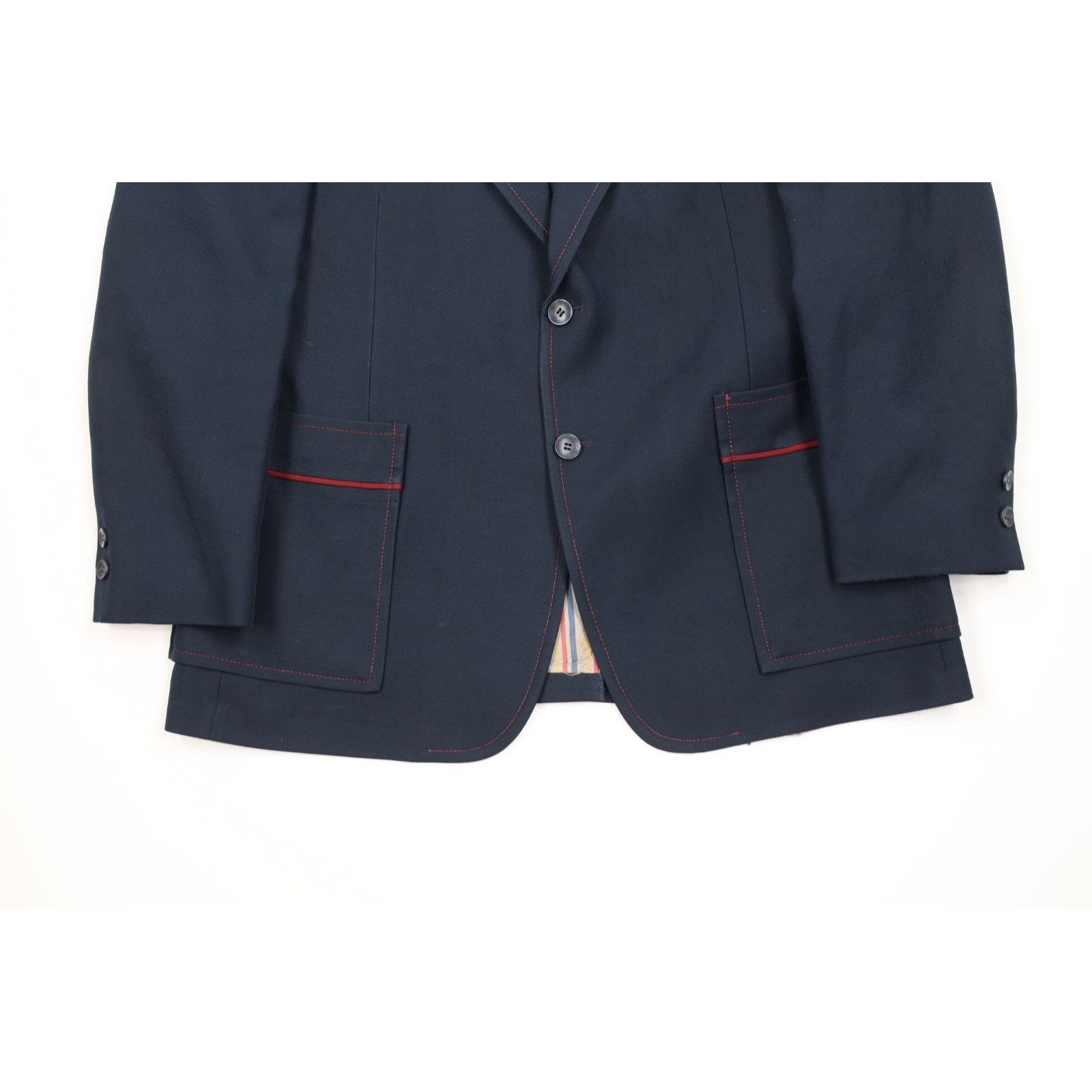 Vintage Vintage 70s Streetwear 2 Piece Suit Wedding Navy Blue Size 44R - 4 Thumbnail