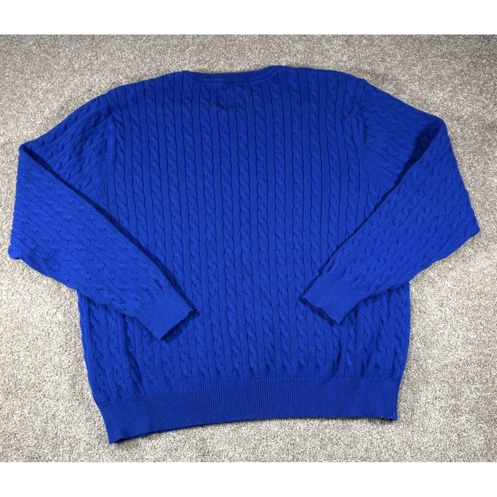 Vintage St. John's Bay Sweater Mens XL Blue Cable Knit Crewneck Pullover Size US XL / EU 56 / 4 - 6 Thumbnail