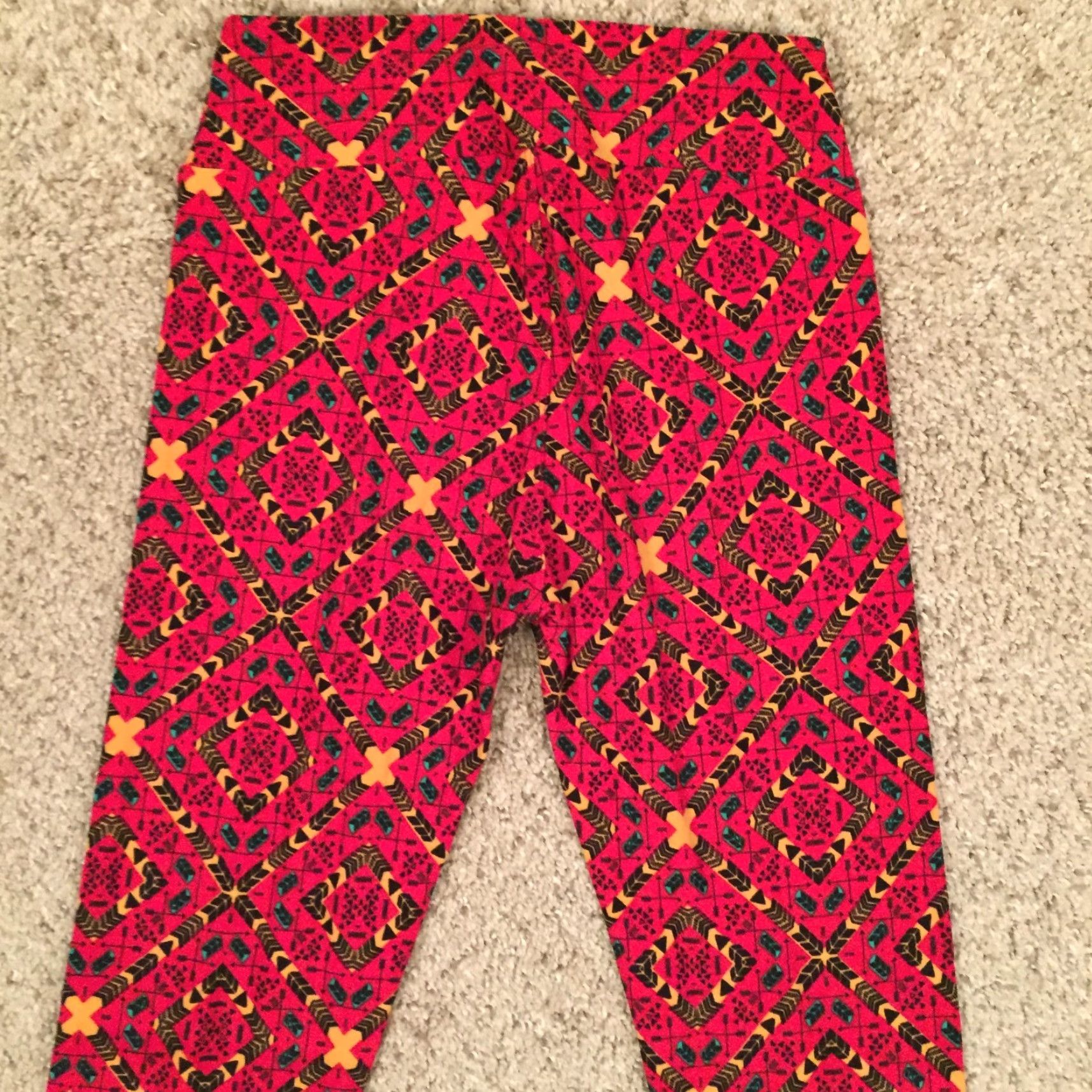 Vintage LuLaRoe Leggings One Size OS Red Geometric NWOT Size 42" / US 20 - 7 Thumbnail