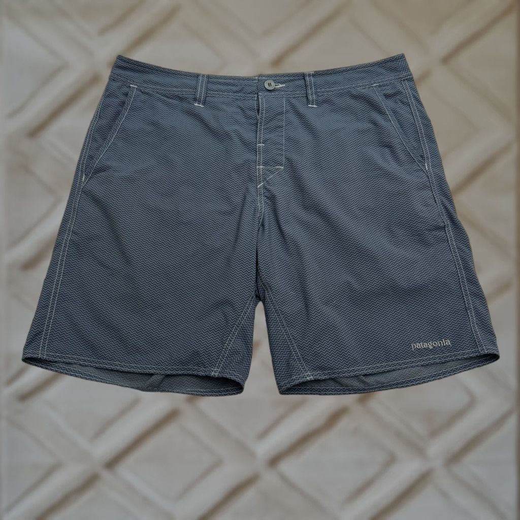 Prana Patagonia Hybrid Board Shorts Swim Trunks Mens 36 Blue Gray Herringbone Swimwear Size US 36 / EU 52 - 1 Thumbnail