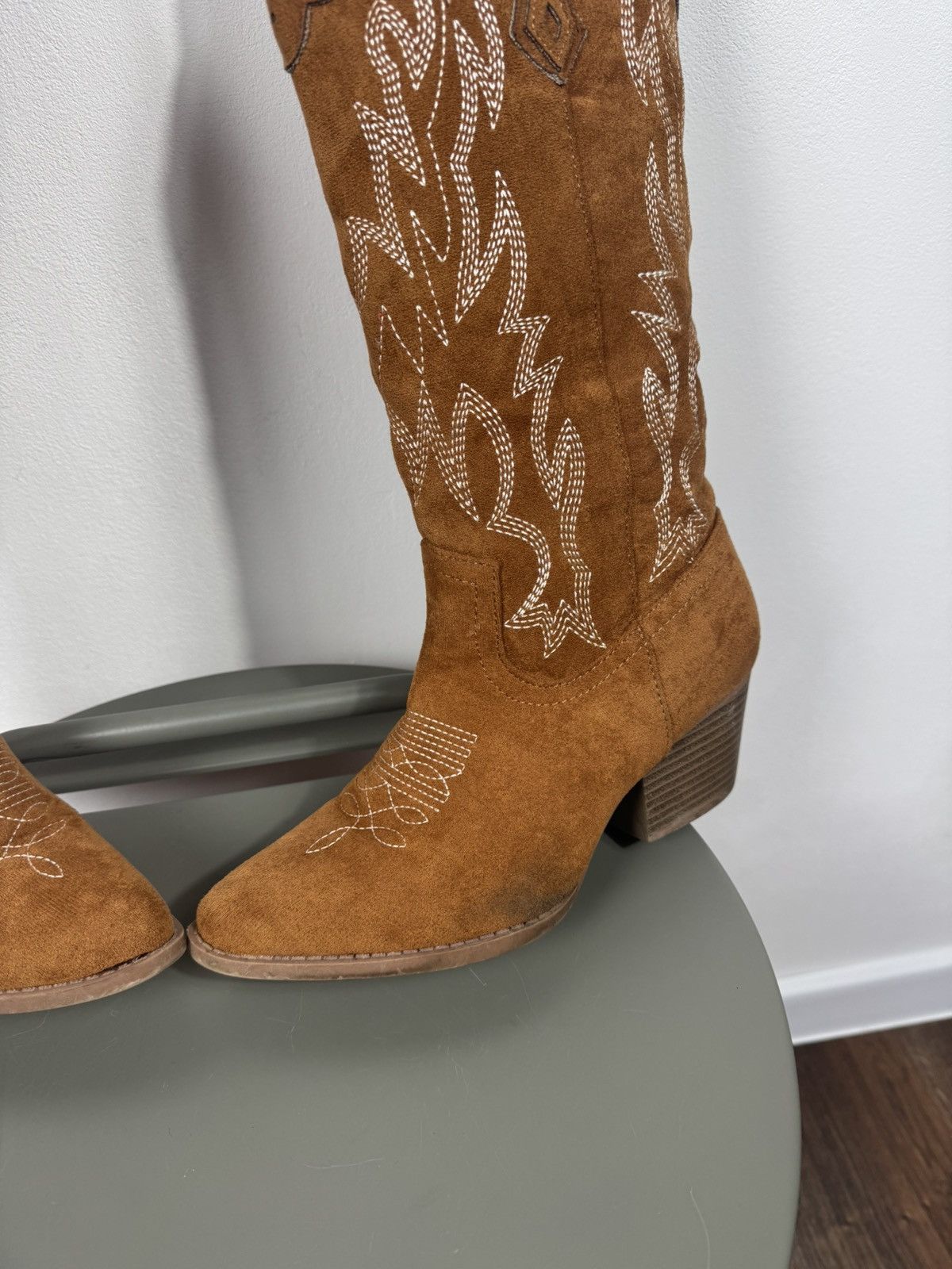 Other Women Western Cowboy Boots Brown Suede Mid Calf Heel EU 37 Size US 6 / IT 36 - 4 Thumbnail