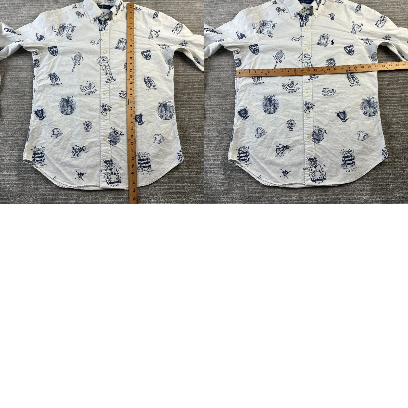 Ralph Lauren Ralph Lauren Shirt Mens Medium White Blue All Over Print Preppy Oxford Shirt Size US M / EU 48-50 / 2 - 8 Thumbnail