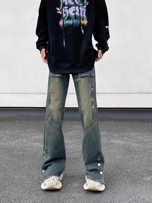 Jean Retro high street washed distressed buttoned jeans Size US 34 / EU 50 - 1 Thumbnail