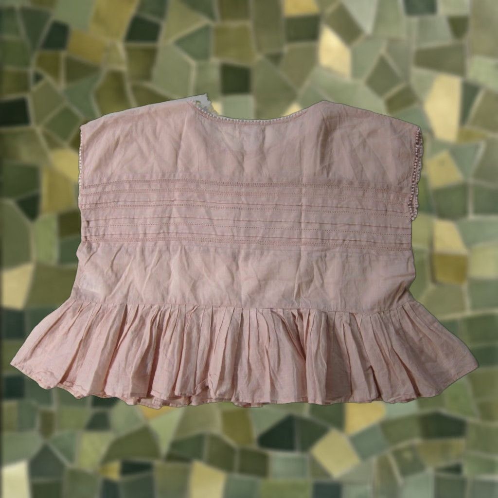 Velvet VINTAGE Velvet By Graham & Spencer 100% Cotton Pink Lightweight Boxy Ruffle Blouse XS Size XS / US 0-2 / IT 36-38 - 1 Thumbnail