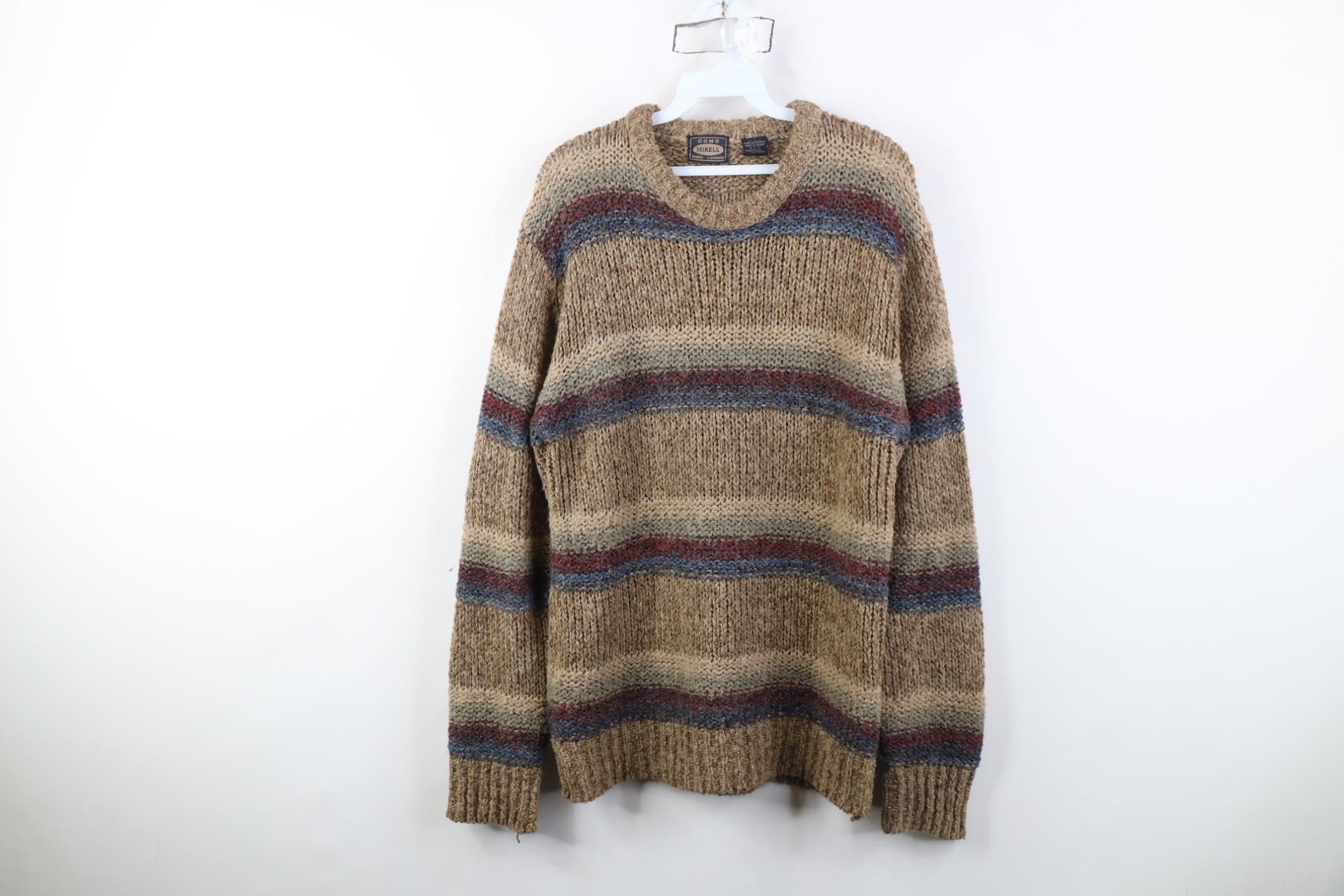 Vintage Vintage 90s Streetwear Tone Striped Hand Loomed Knit Sweater Size L / US 10 / IT 46 - 1 Thumbnail