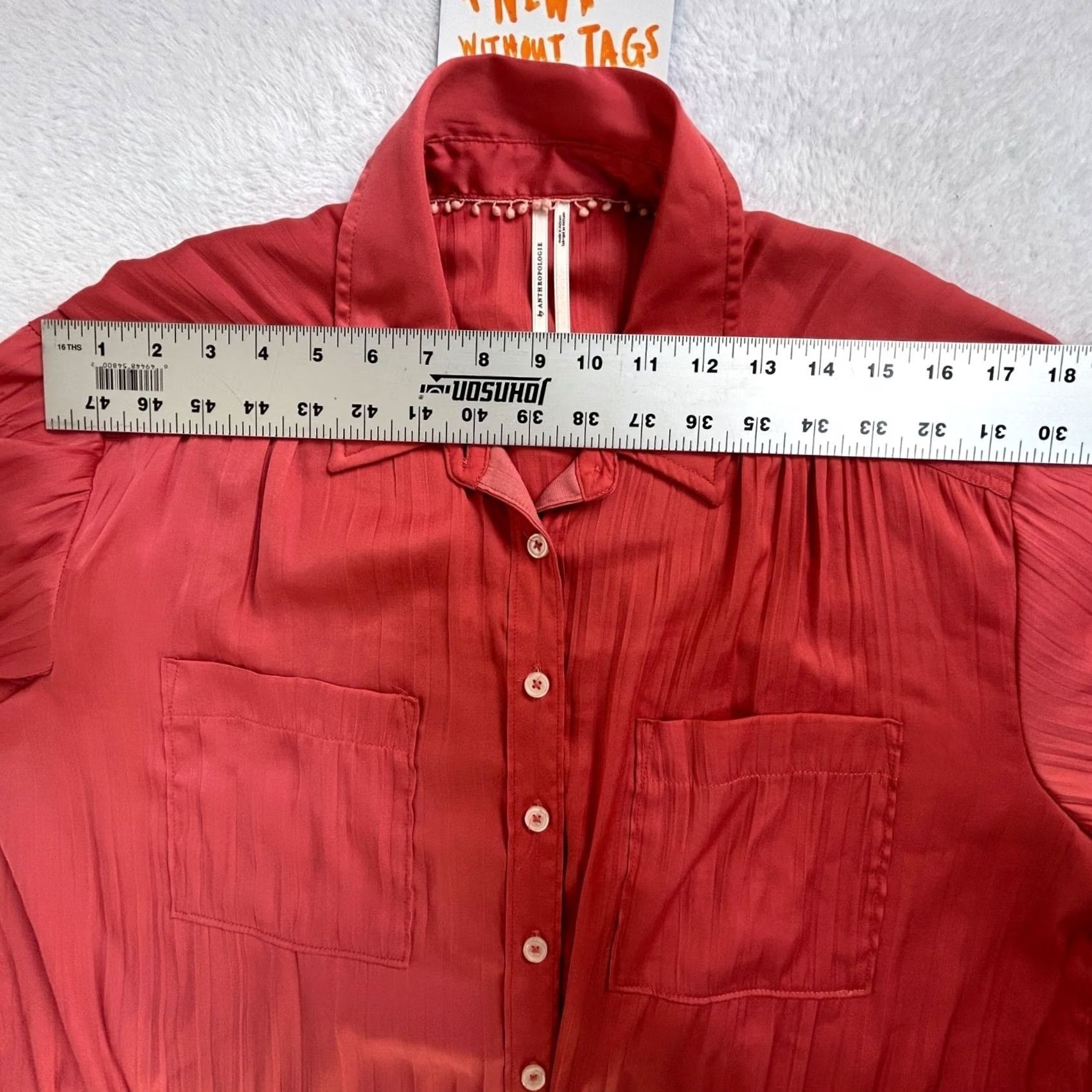 Anthropologie Anthropologie Coral Tie-Front Button-Up Blouse Long Sleeve M Womens Medium NWOT Size M / US 6-8 / IT 42-44 - 6 Thumbnail