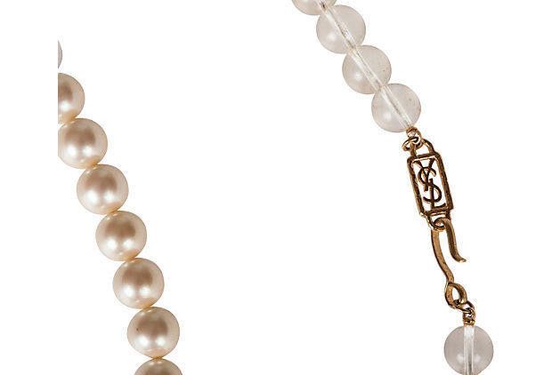 Yves Saint Laurent Yves Saint Laurent Lucite and Simulated Pearl Bead Necklace Size ONE SIZE - 6 Thumbnail