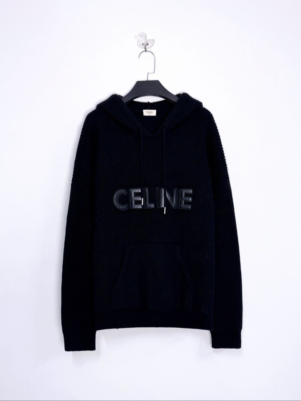 Celine Celine Leather Logo Ribbed Hoodie Size M Size US M / EU 48-50 / 2 - 1 Thumbnail