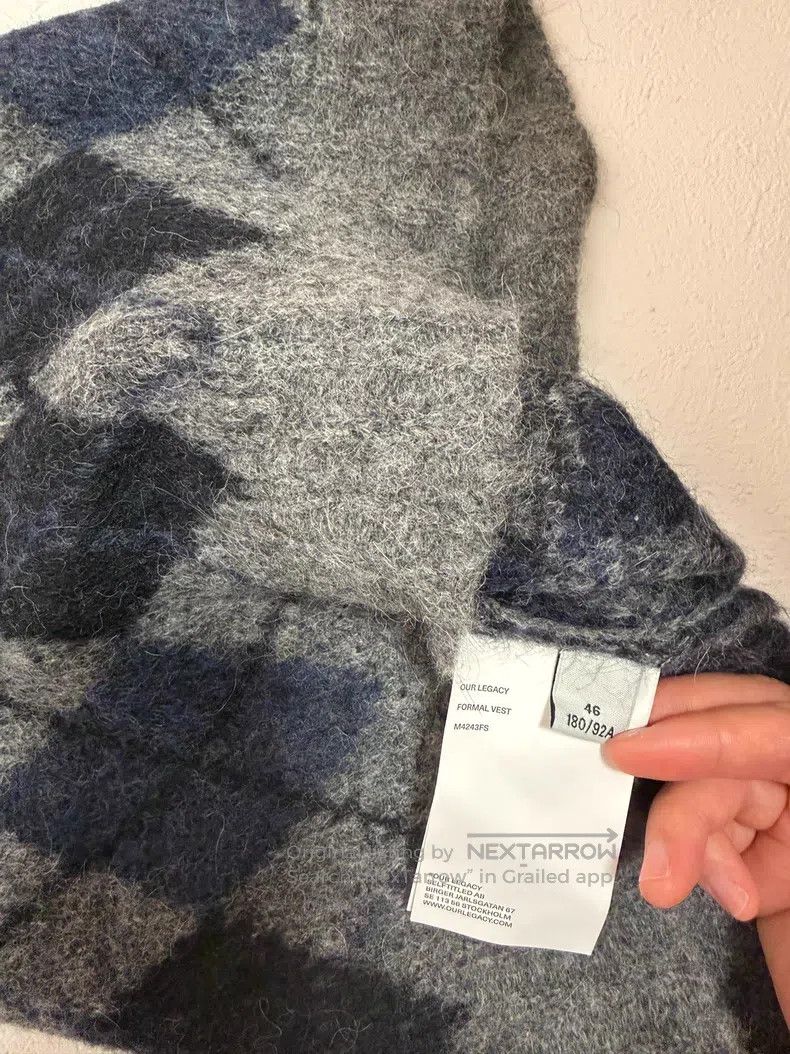 Our Legacy Our Legacy Blue Gray Mohair Blended Diamond Knit Sweater Size US S / EU 44-46 / 1 - 5 Thumbnail