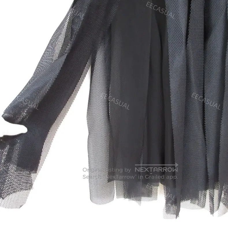 Comme des Garcons Comme Des Garcons size M Black strip-cut sheer half skirt Size 23" - 4 Thumbnail
