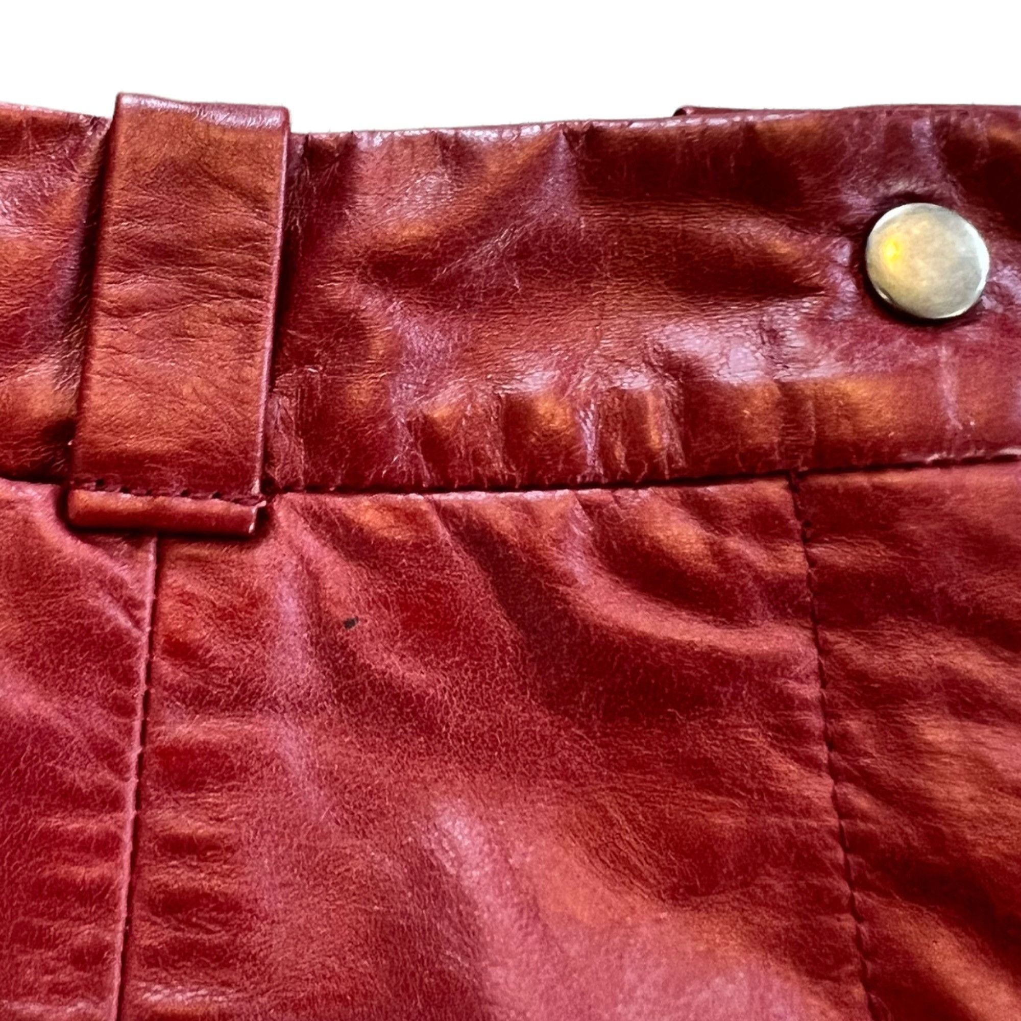 Vintage Vintage Express Cranberry Mini Leather Mini Skirt 5 Size 29" - 2 Thumbnail